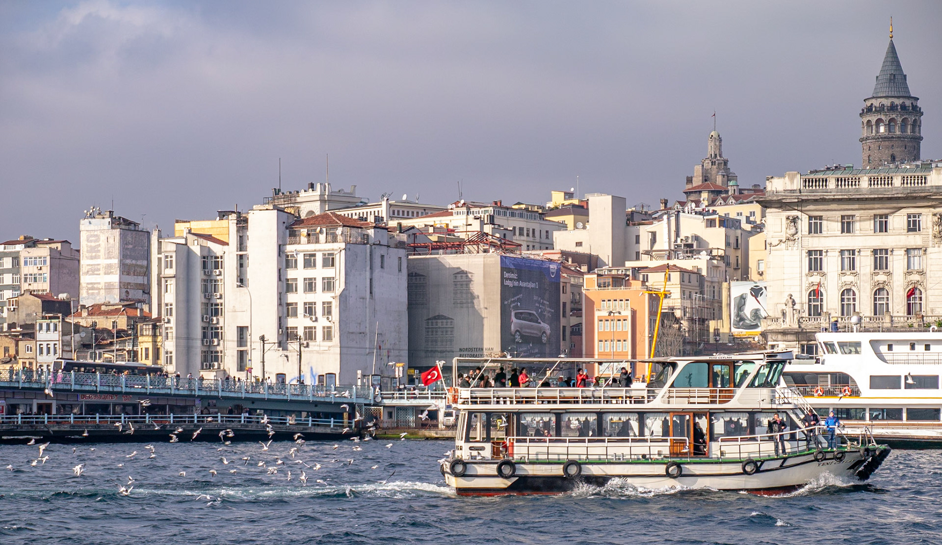 Galata Bridge and Galata Tower.