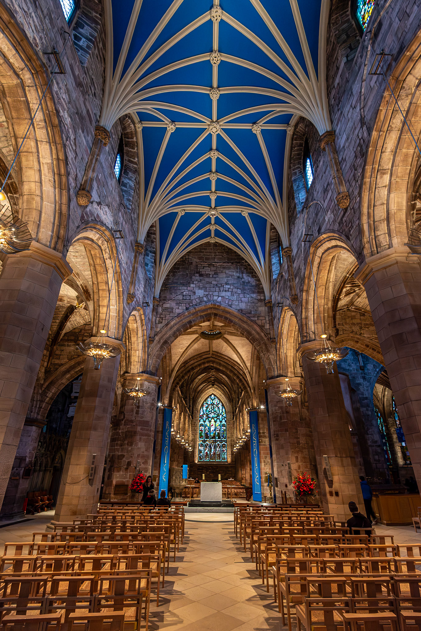 The view of the nave into Thistle Chapel.