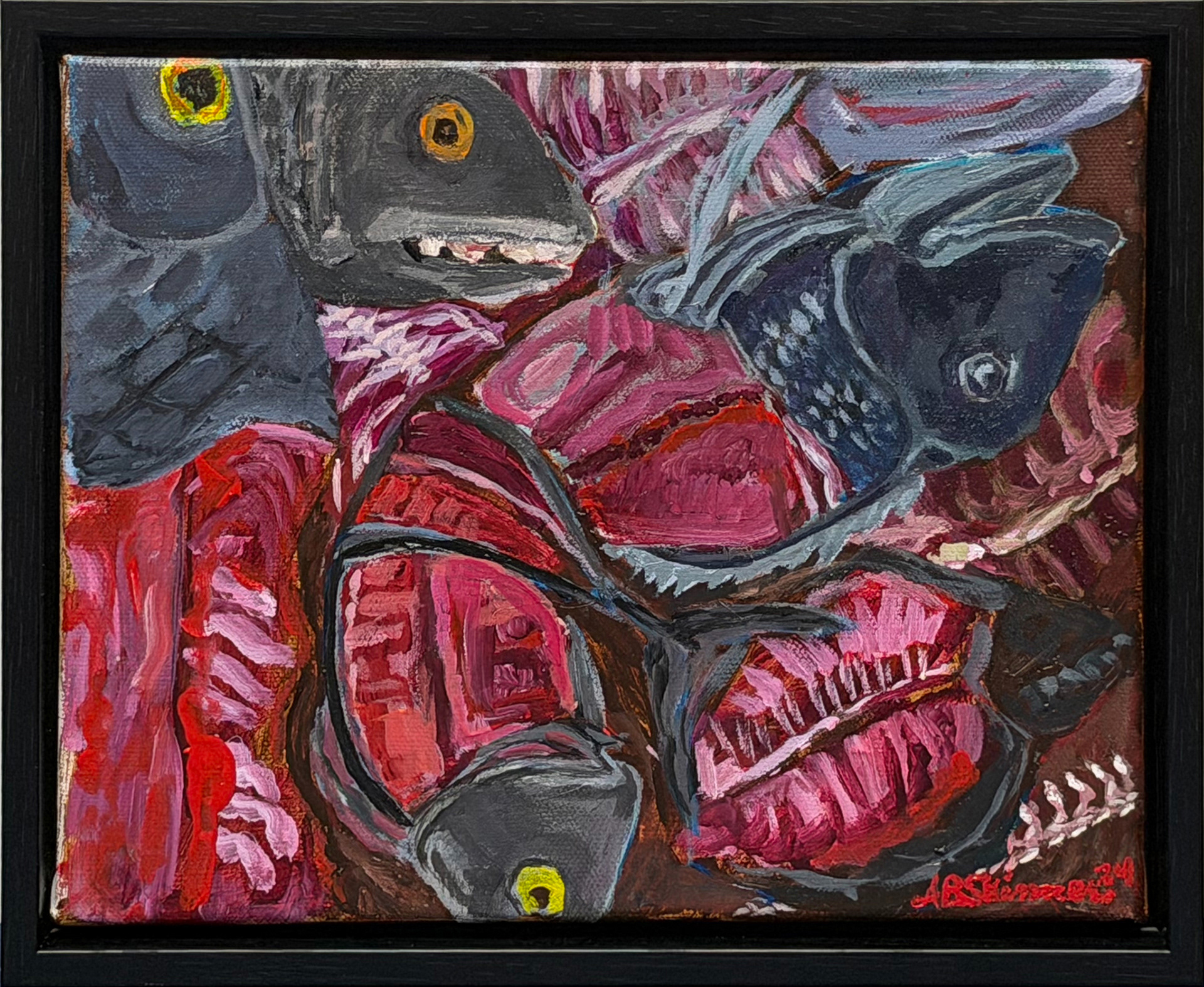 Amanda Skinner Gutted Portrait Acrylic on Canvas, 10x8 inches