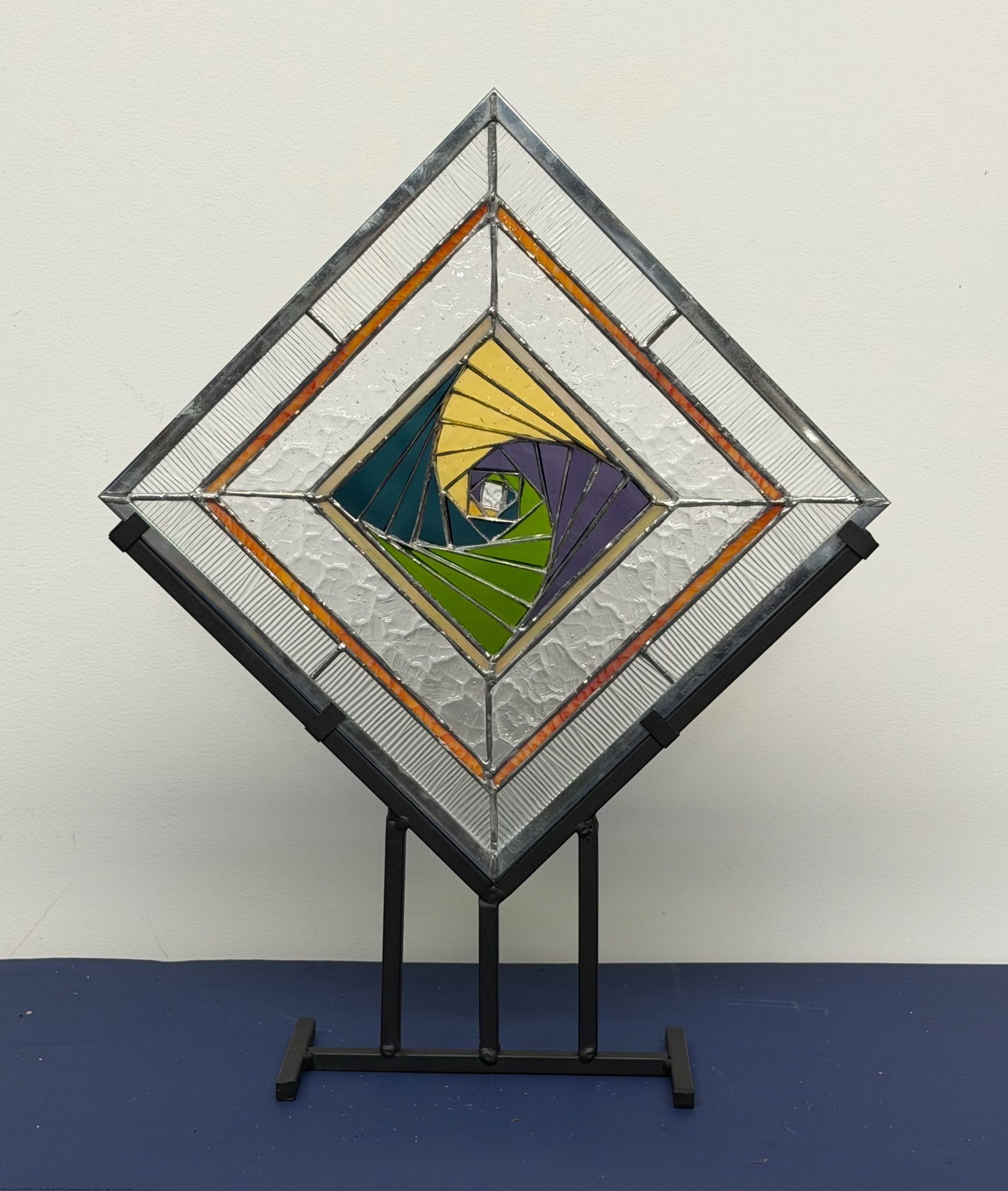 Carol Cross Morning Rose Three-dimensional Stained Glass, 18x15x5 inches