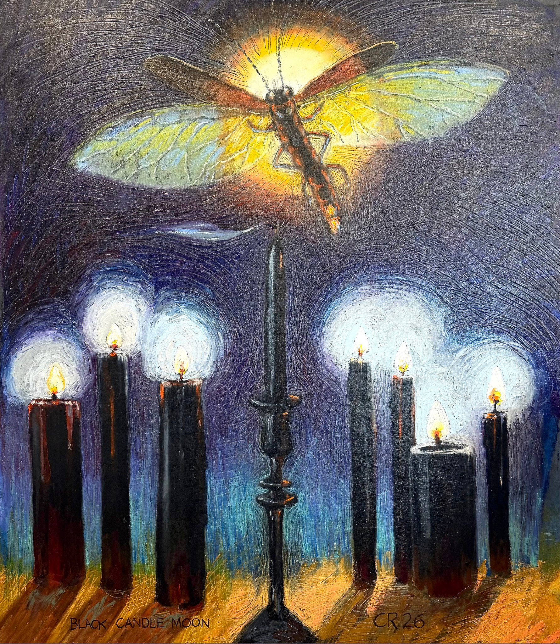 Craig Robertson Black Candle Moon Oil on Canvas, 60x70 inches