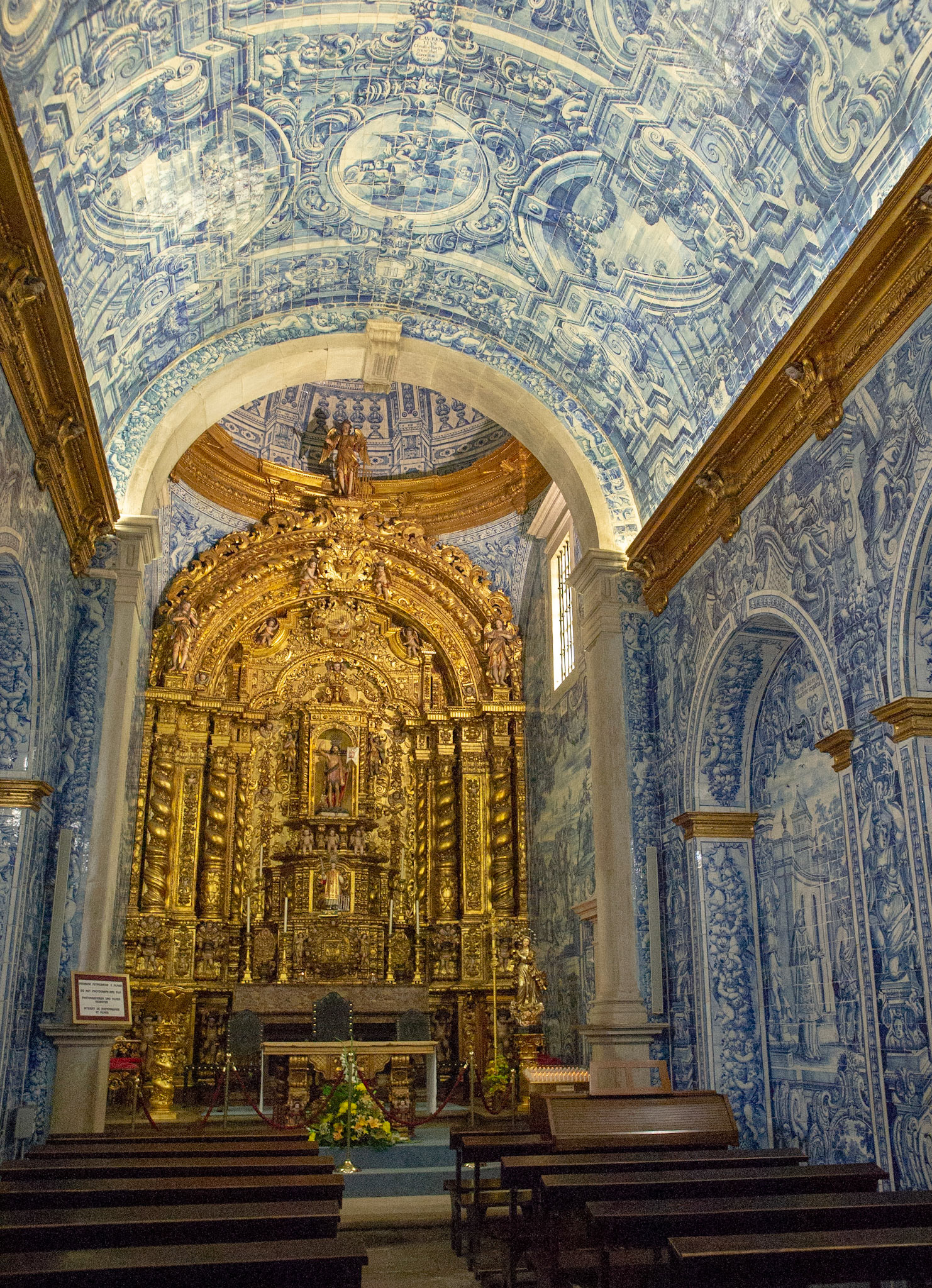 Inside fully covered of ceramics. Small but beautiful church.