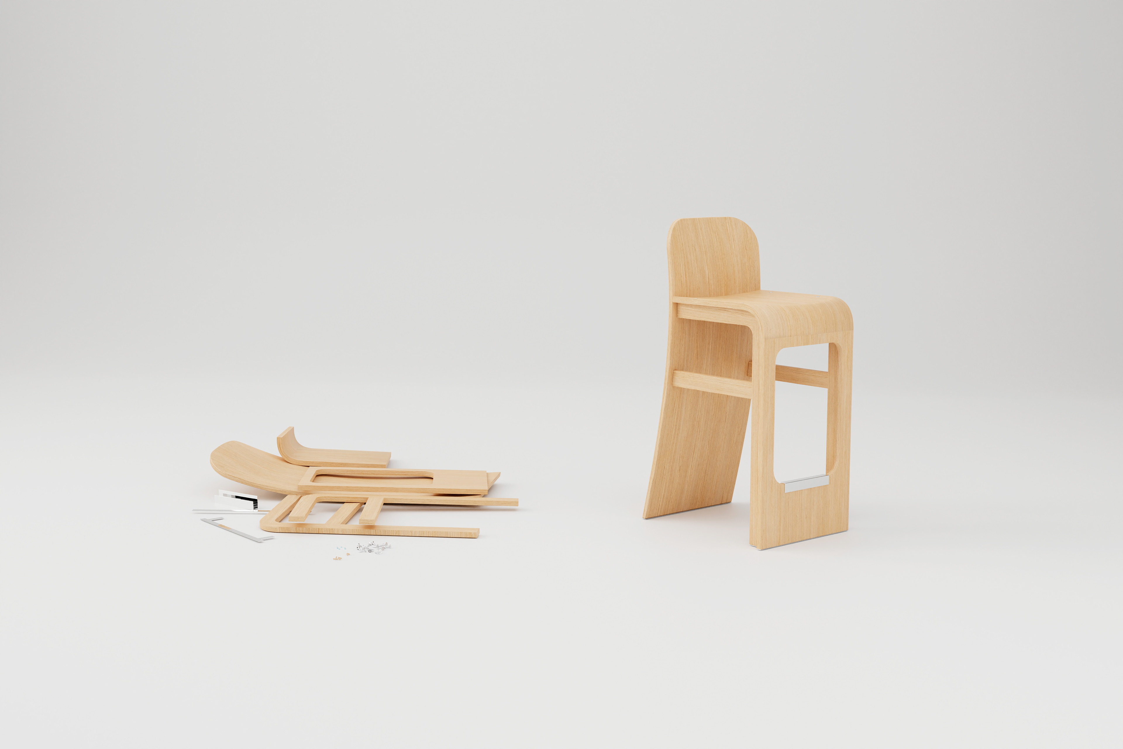 Disassembled stool