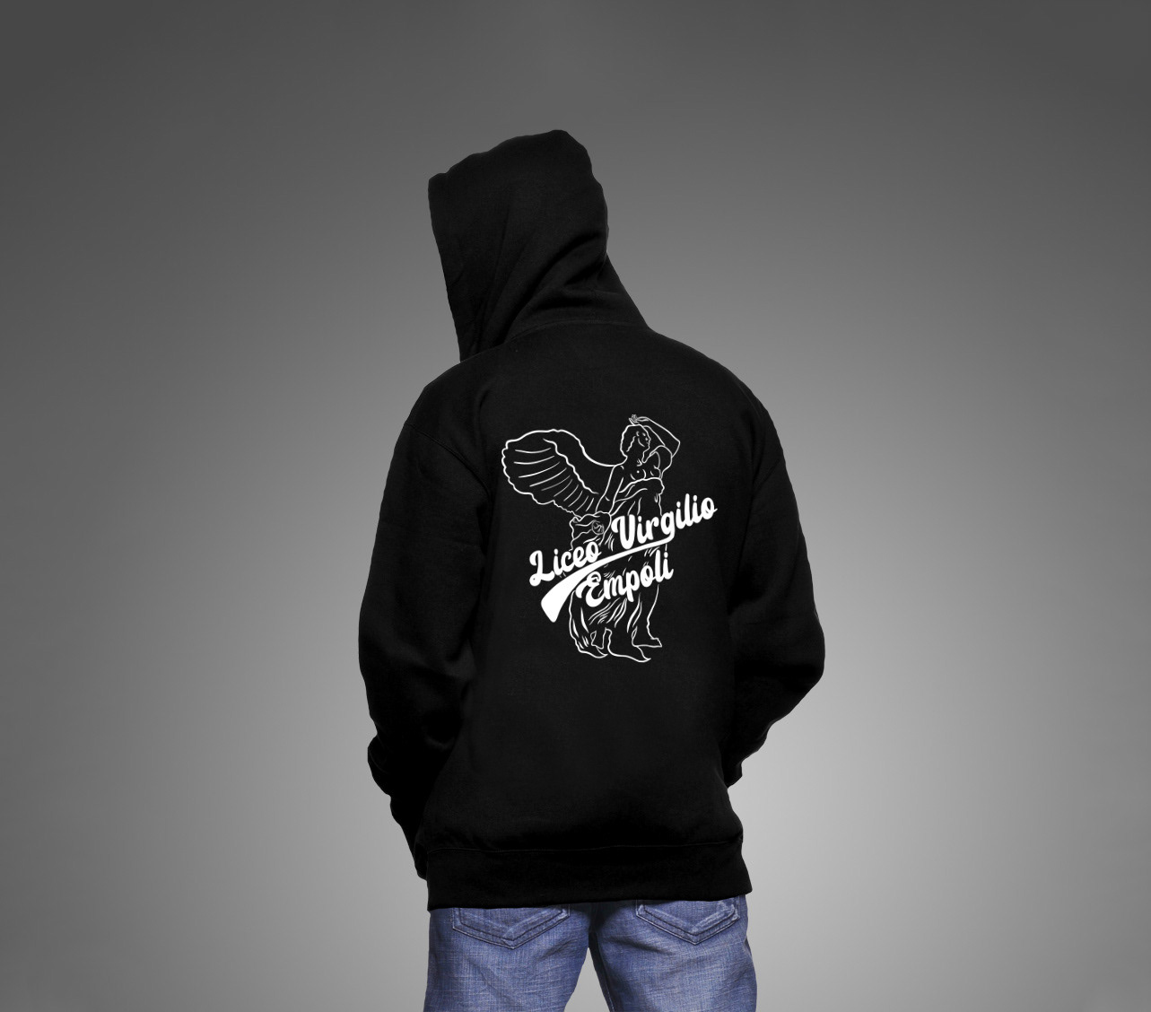 Mockup of the logo on a sweatshirt