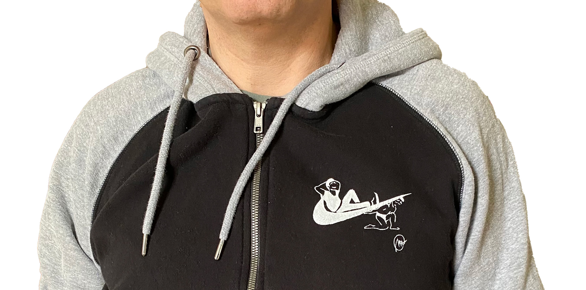 Logo hand-painted on a sweatshirt