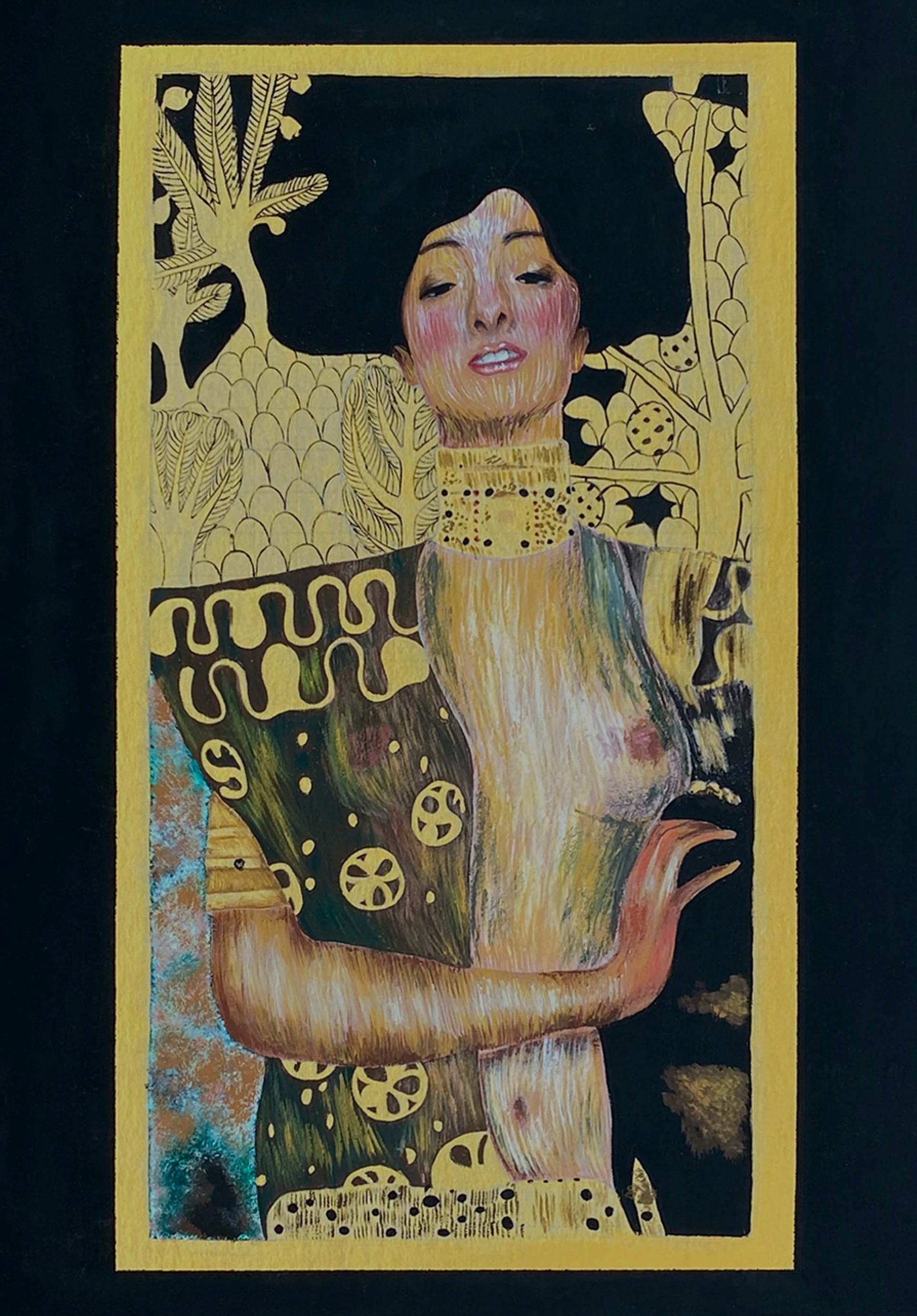 2019, acrylic painting on cardboard, Giuditta, 1901, Klimt