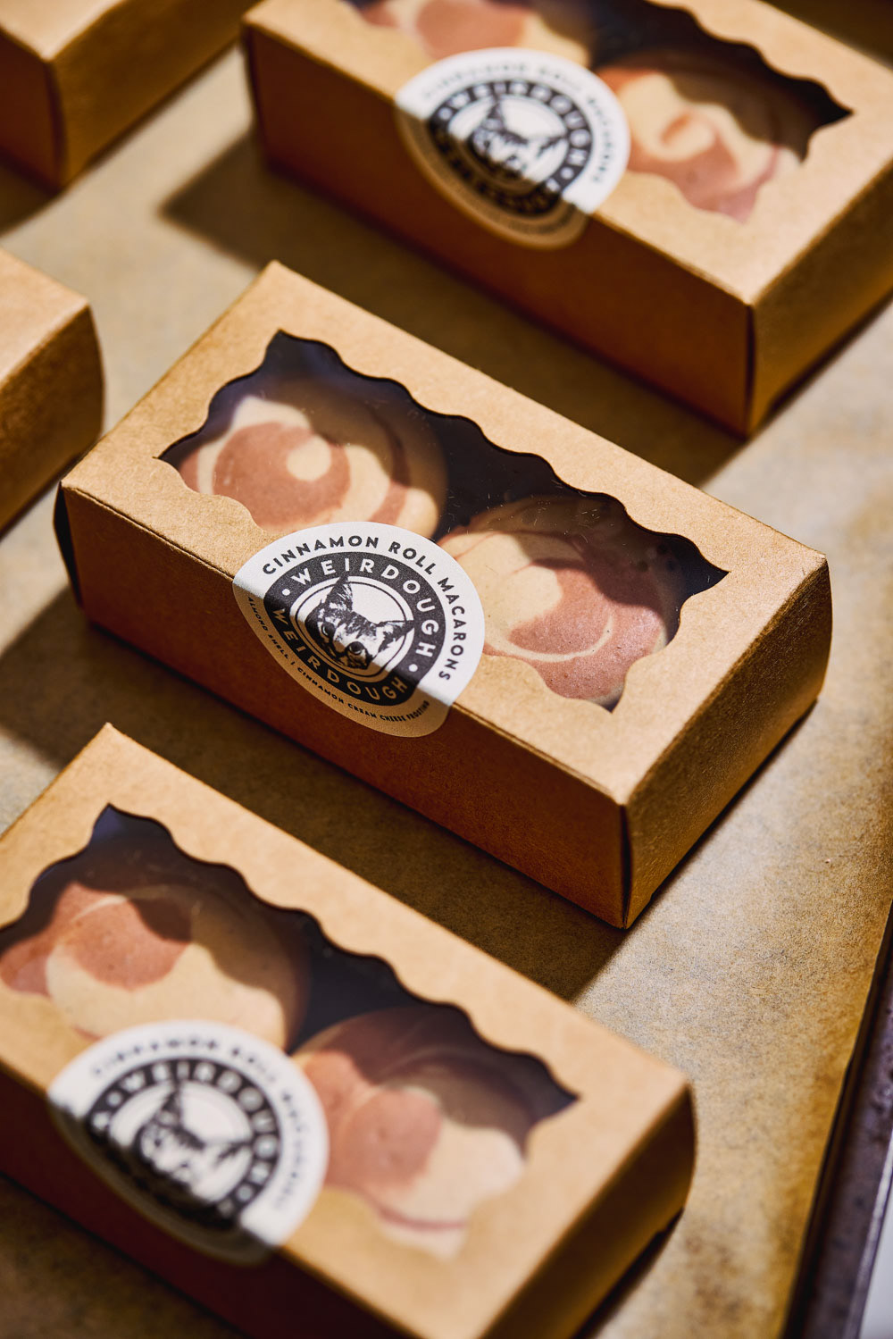 Packaged Cinnamon Roll Macarons