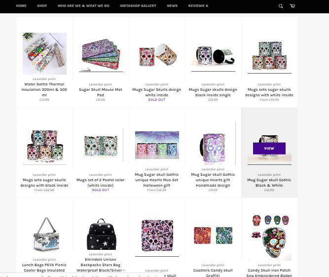 Shop Products page -Web designing
