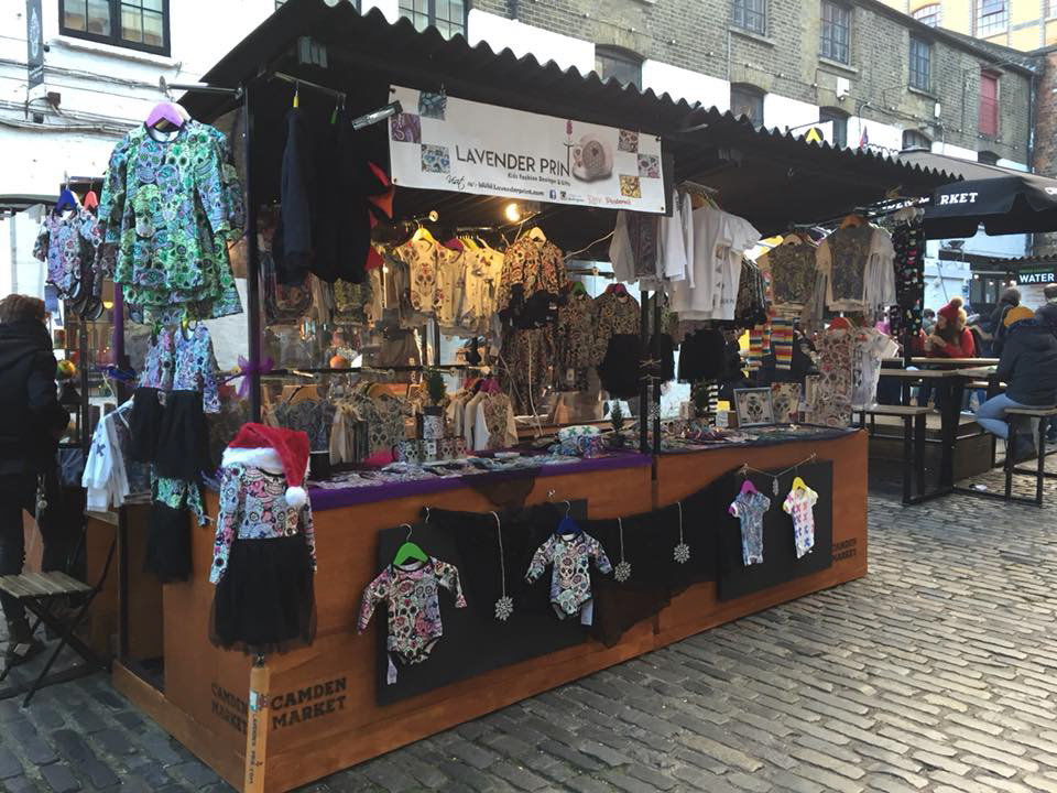Lavender print shop in Camden market 2019