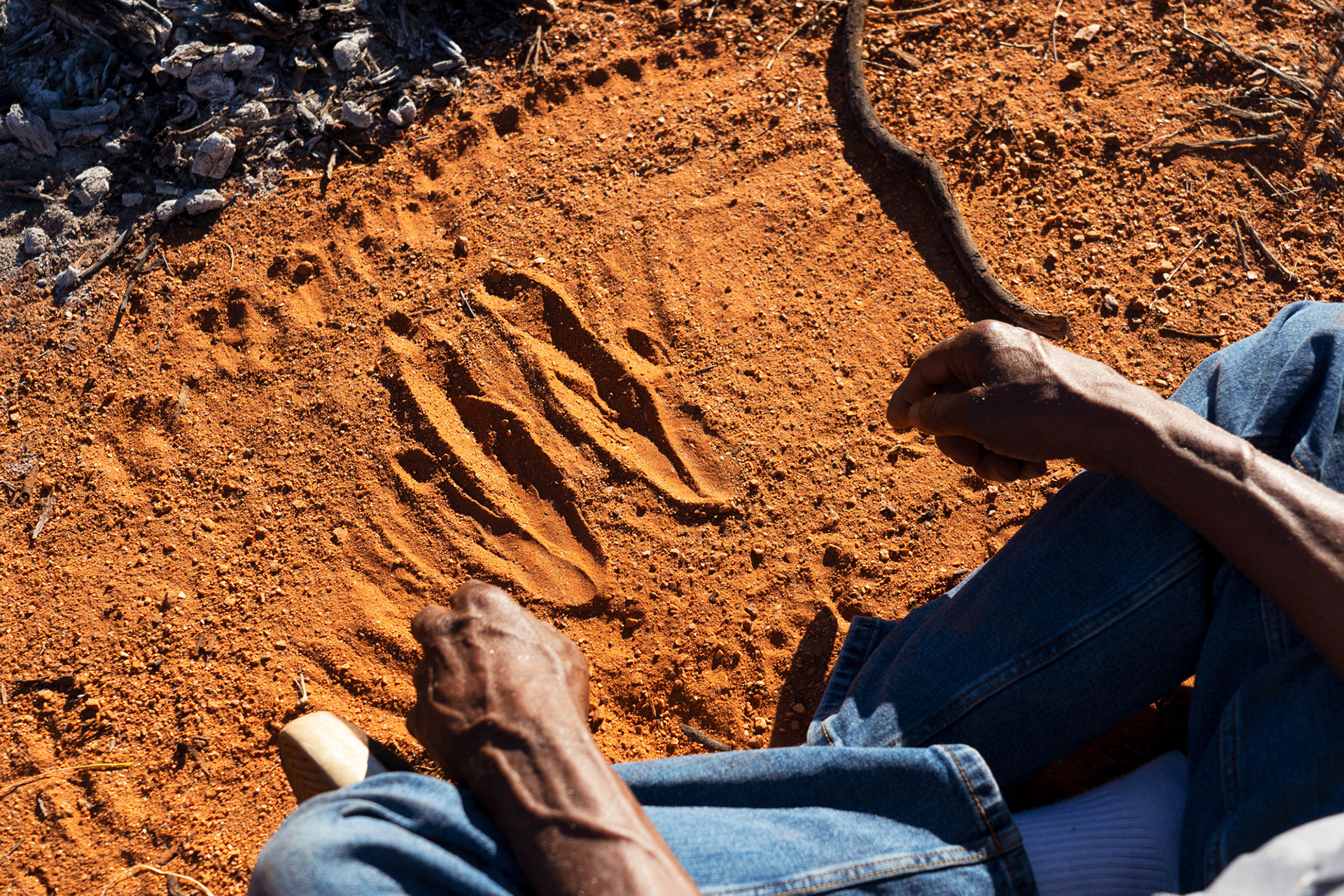 Robin Japanangka Granites depicts kangaroo tracks.