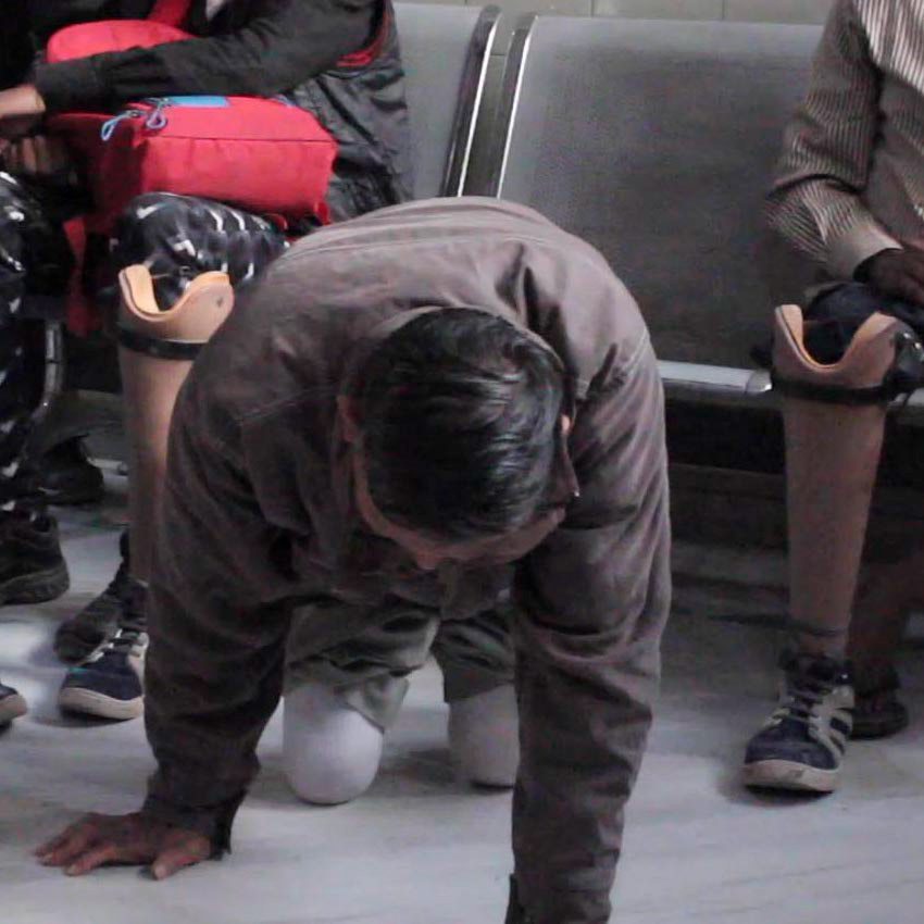 He spoke of how he had come to Jaipur Foot - crawling on his hands and knees.