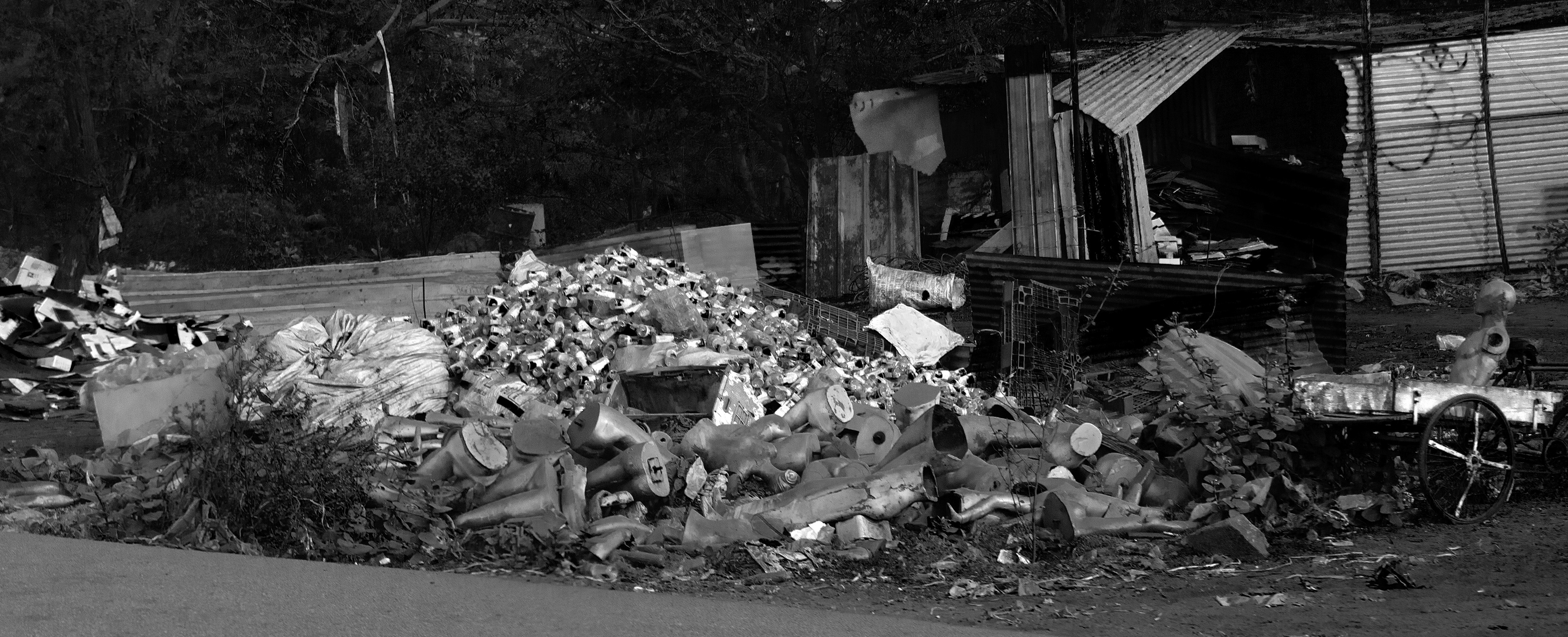 Everything is sorted for recycling. Every material has value. These piles are exceedingly common at roadsides.