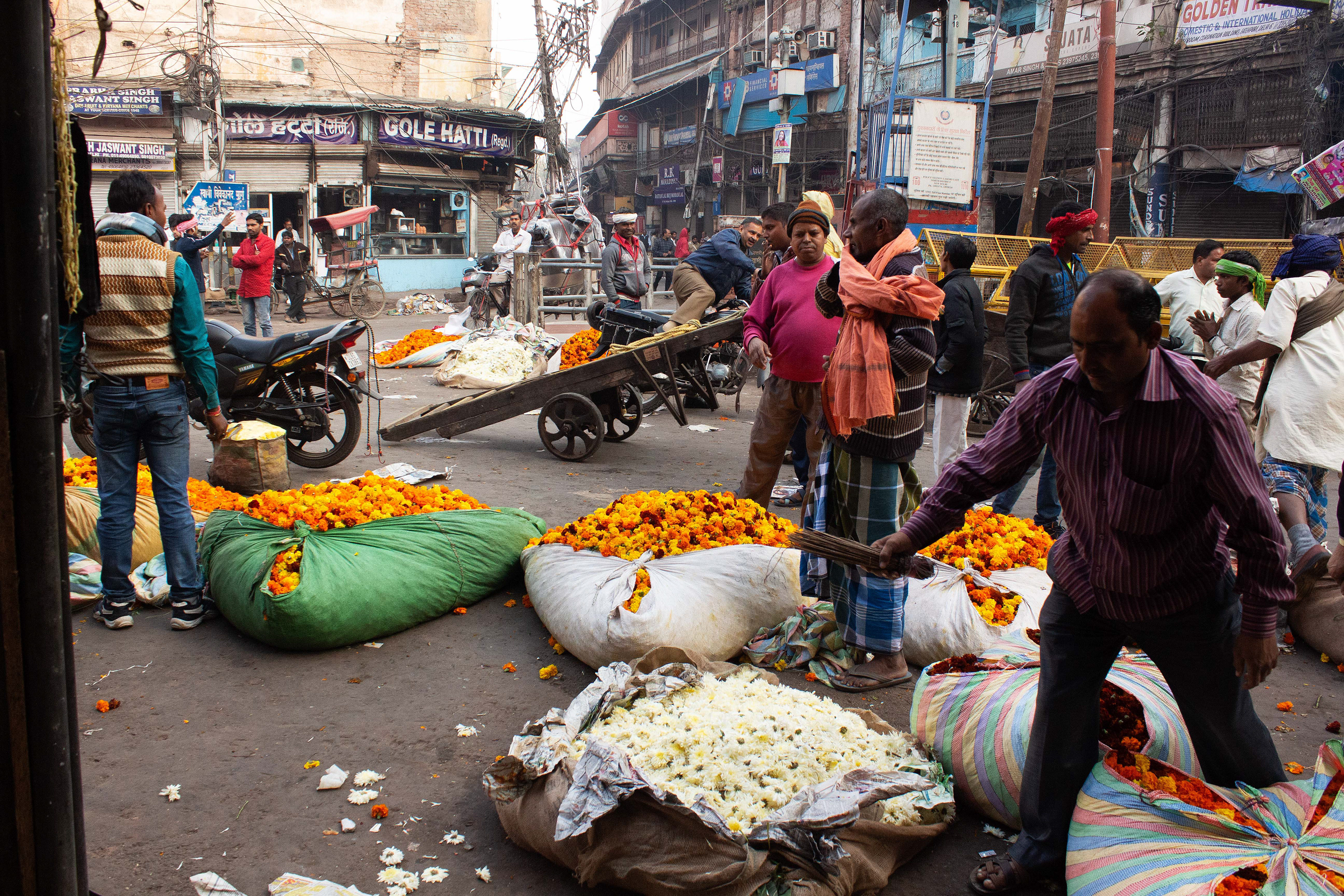 Flower sellers, Old Delhi.