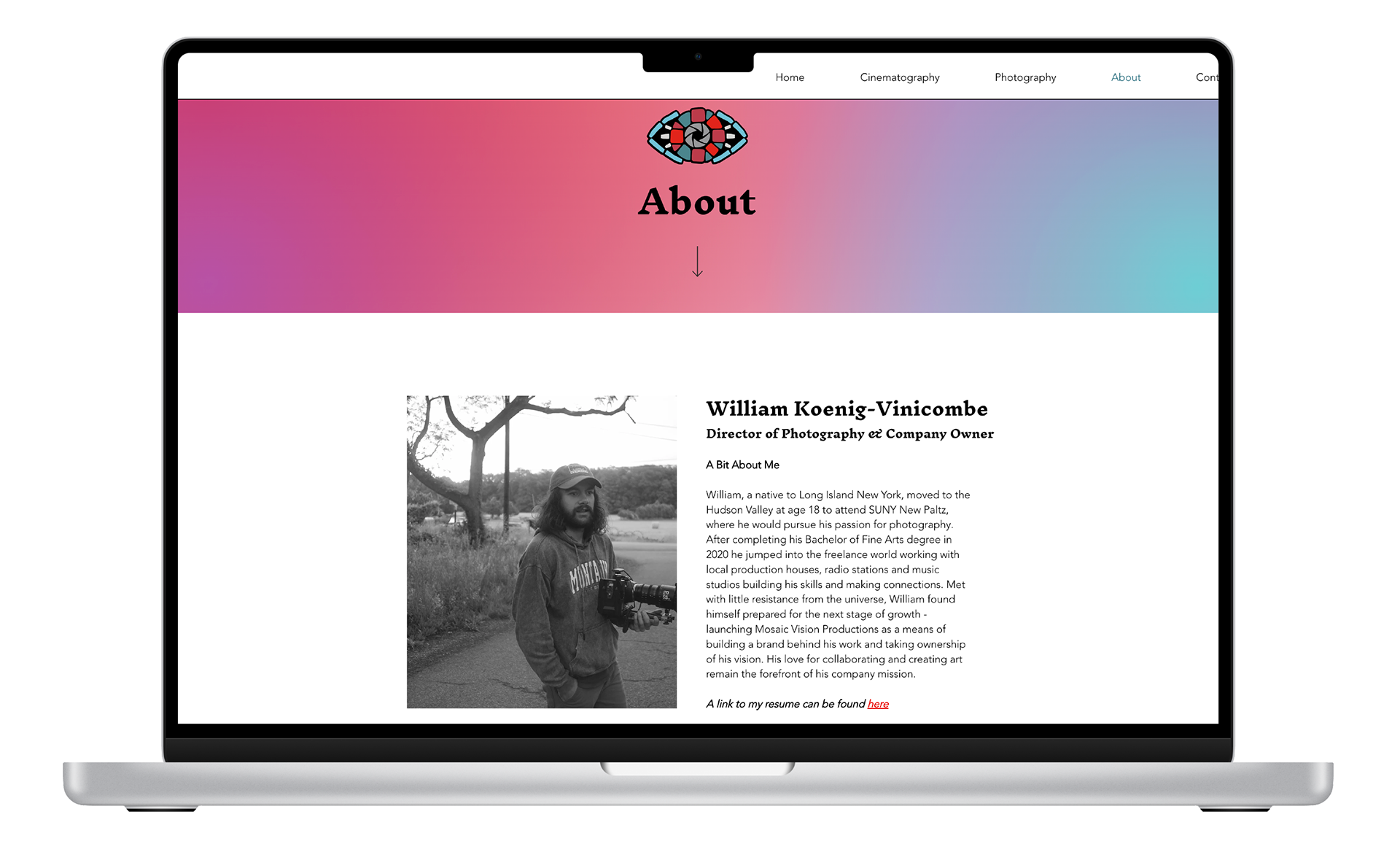 mock up of the site on a laptop