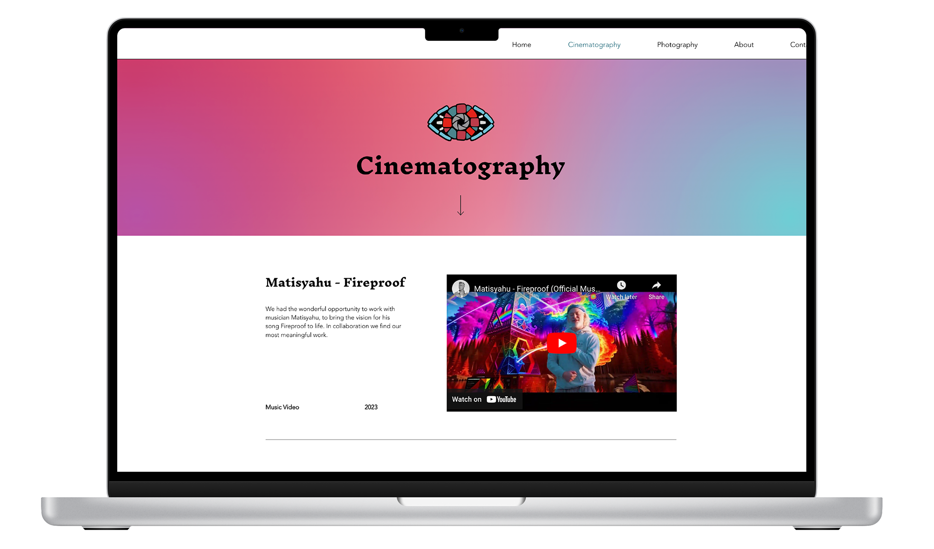 mock up of the site on a laptop