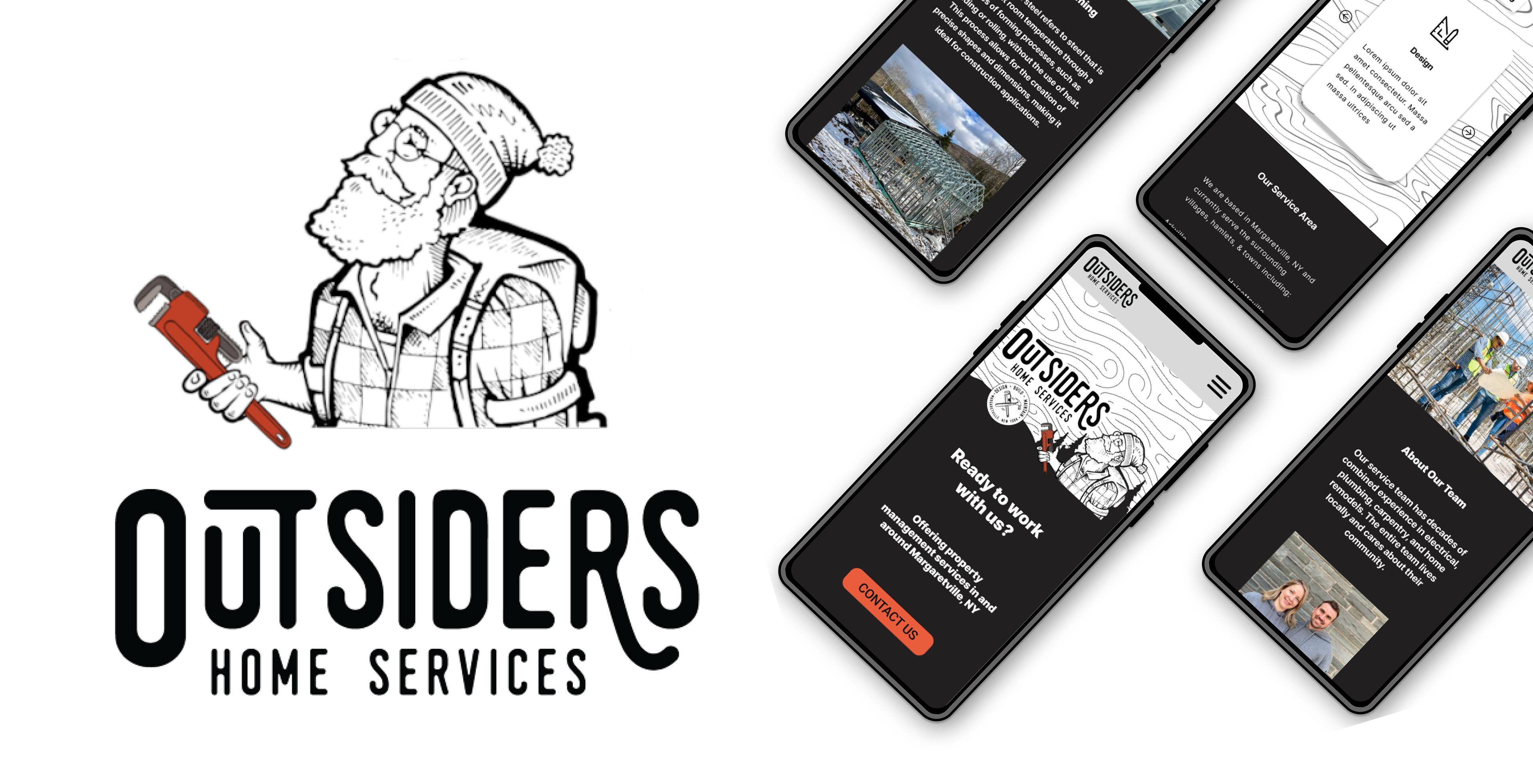Outsdiers hero image with 4 phone screens