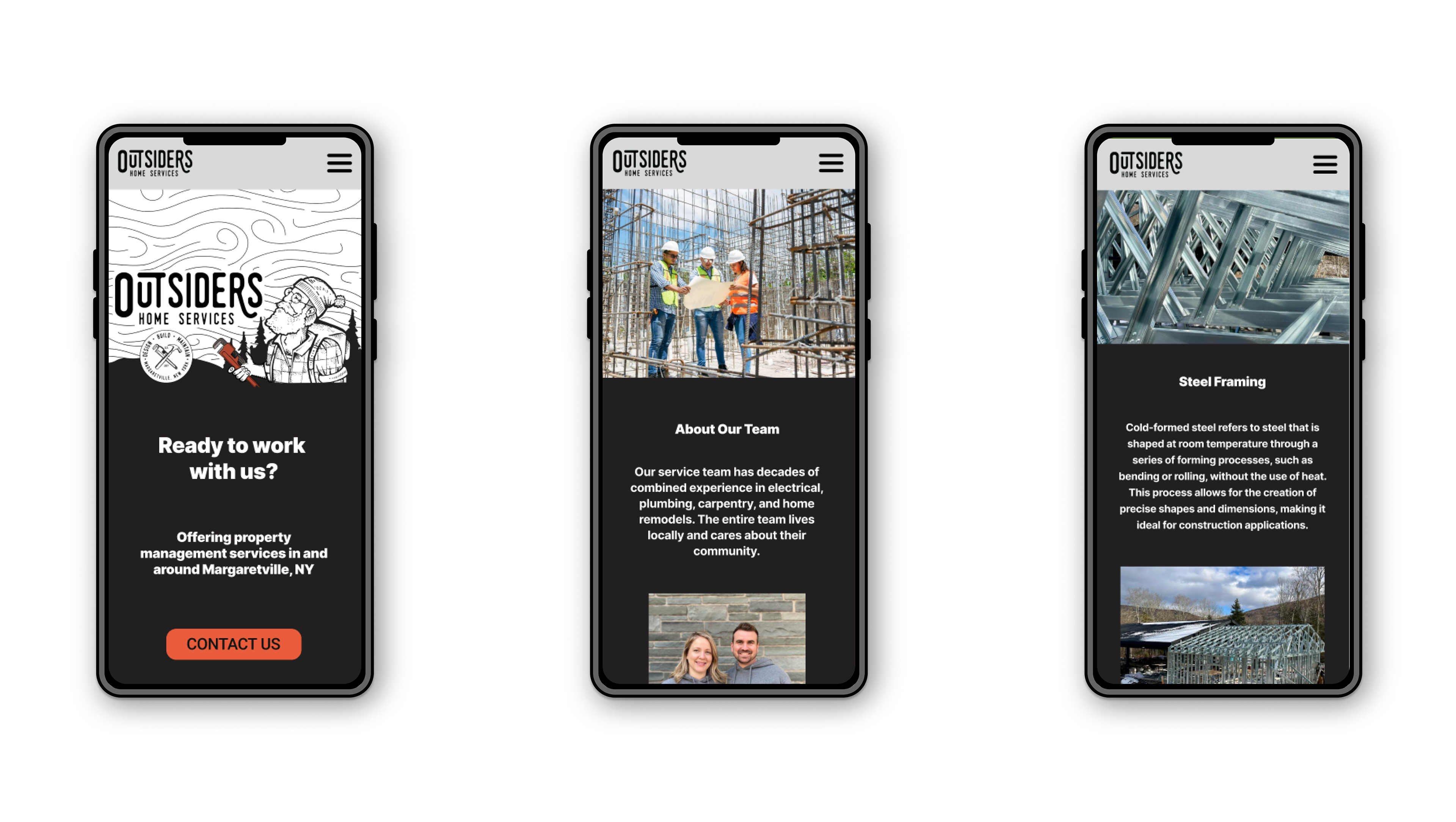 3 screens showing app