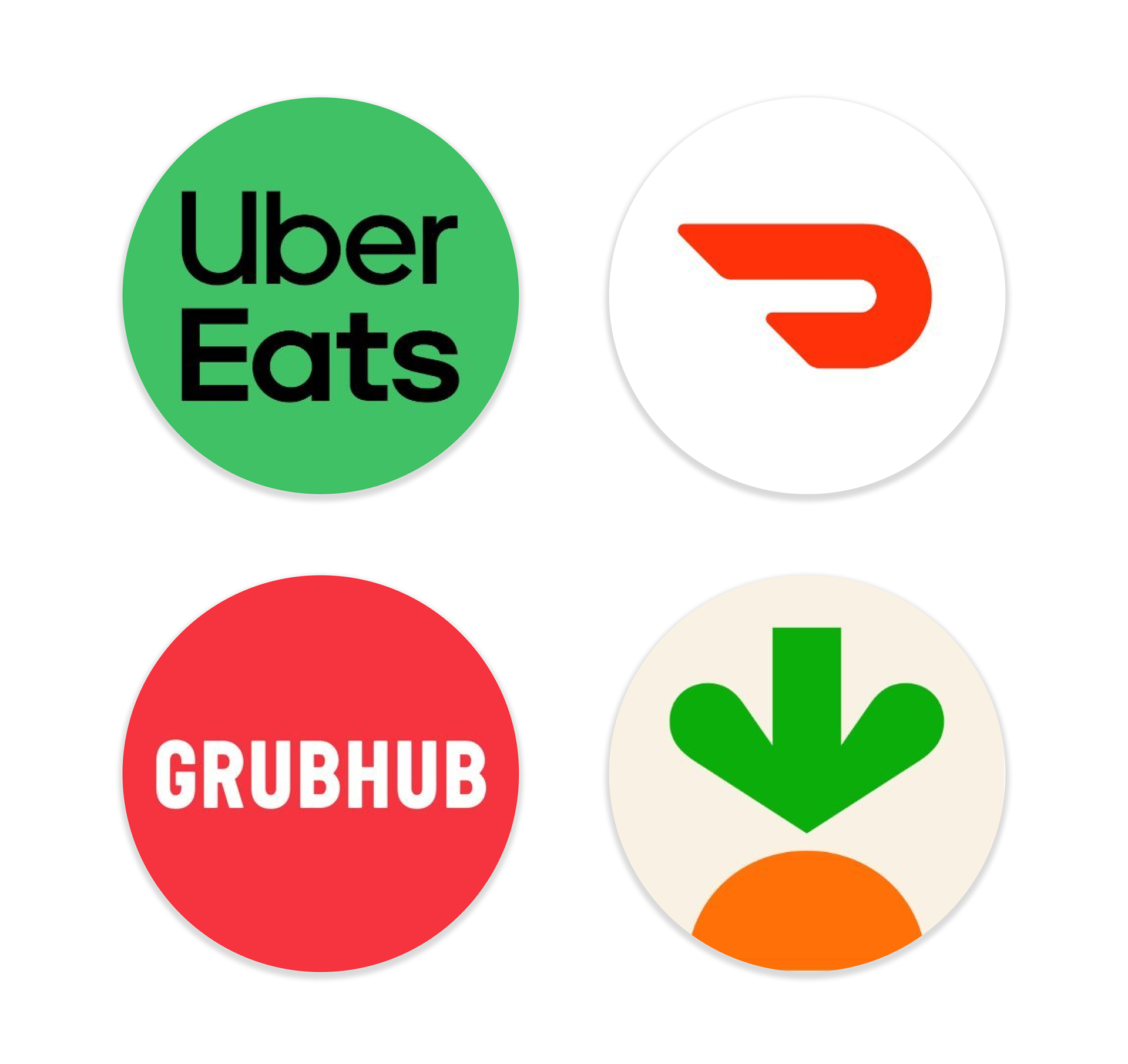 logos of uber eats, doordash, grubhub and instacart