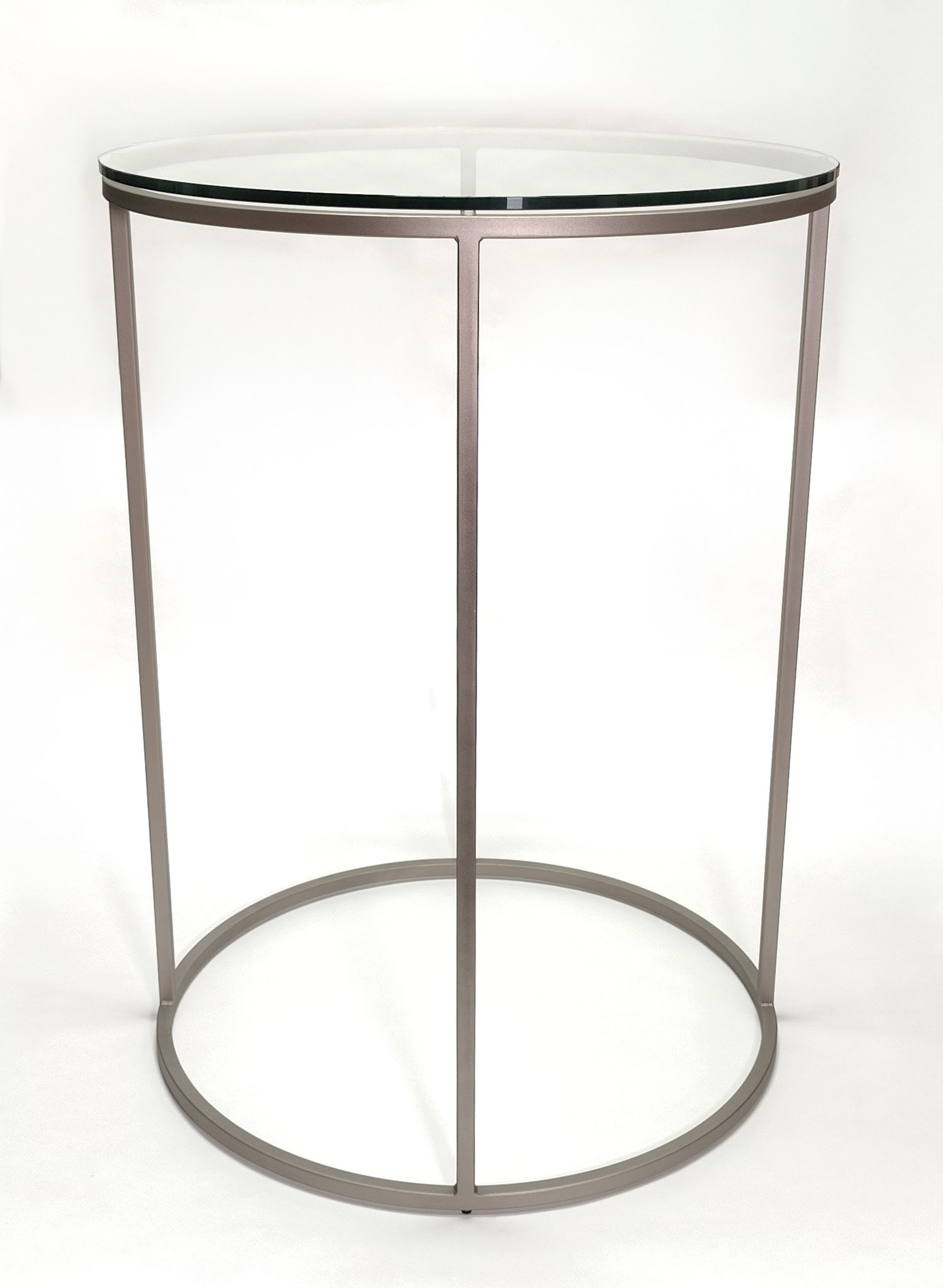 Steel exhibition furniture with tempered glass top