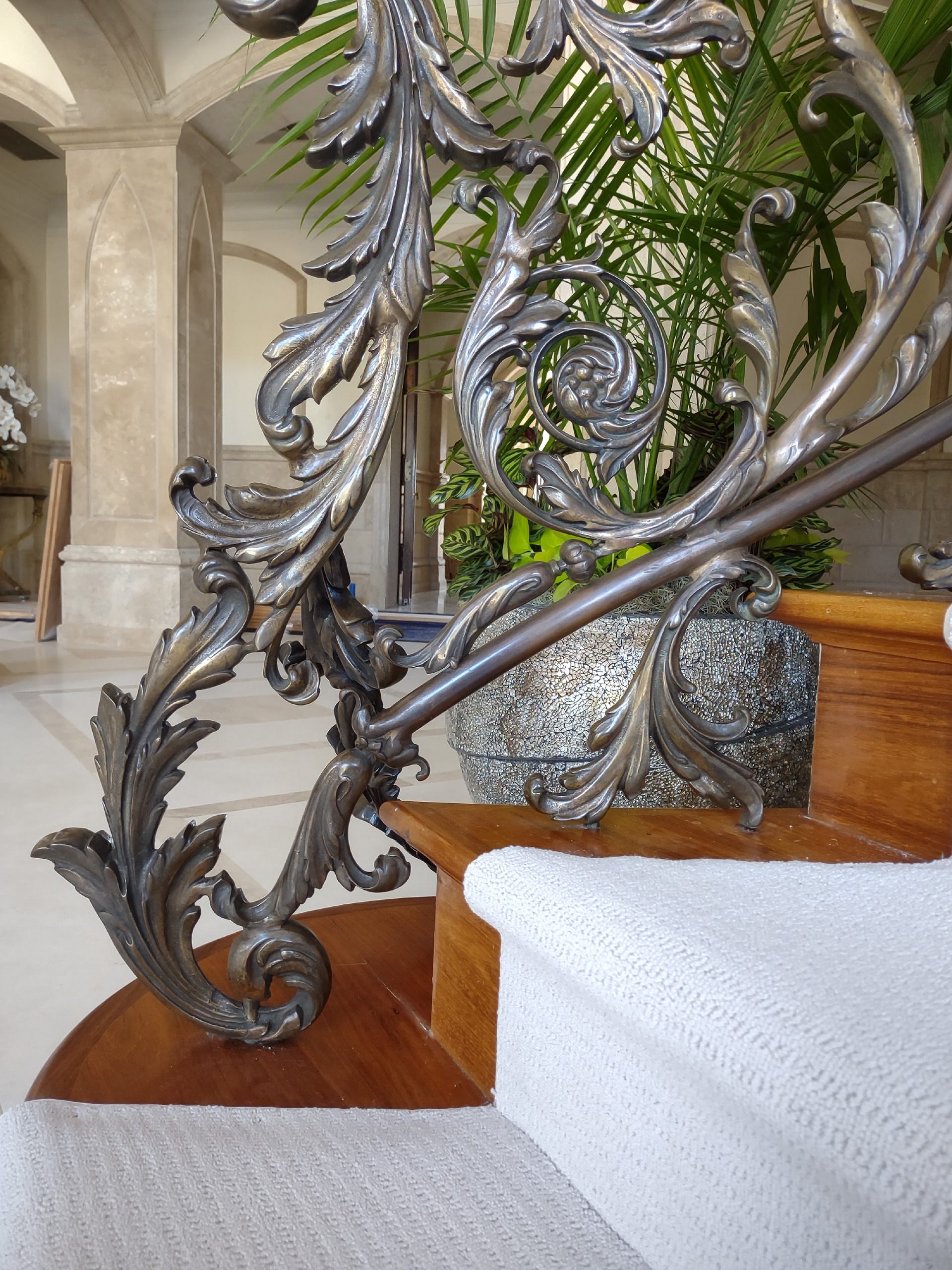 Post-flood bronze railing restoration 