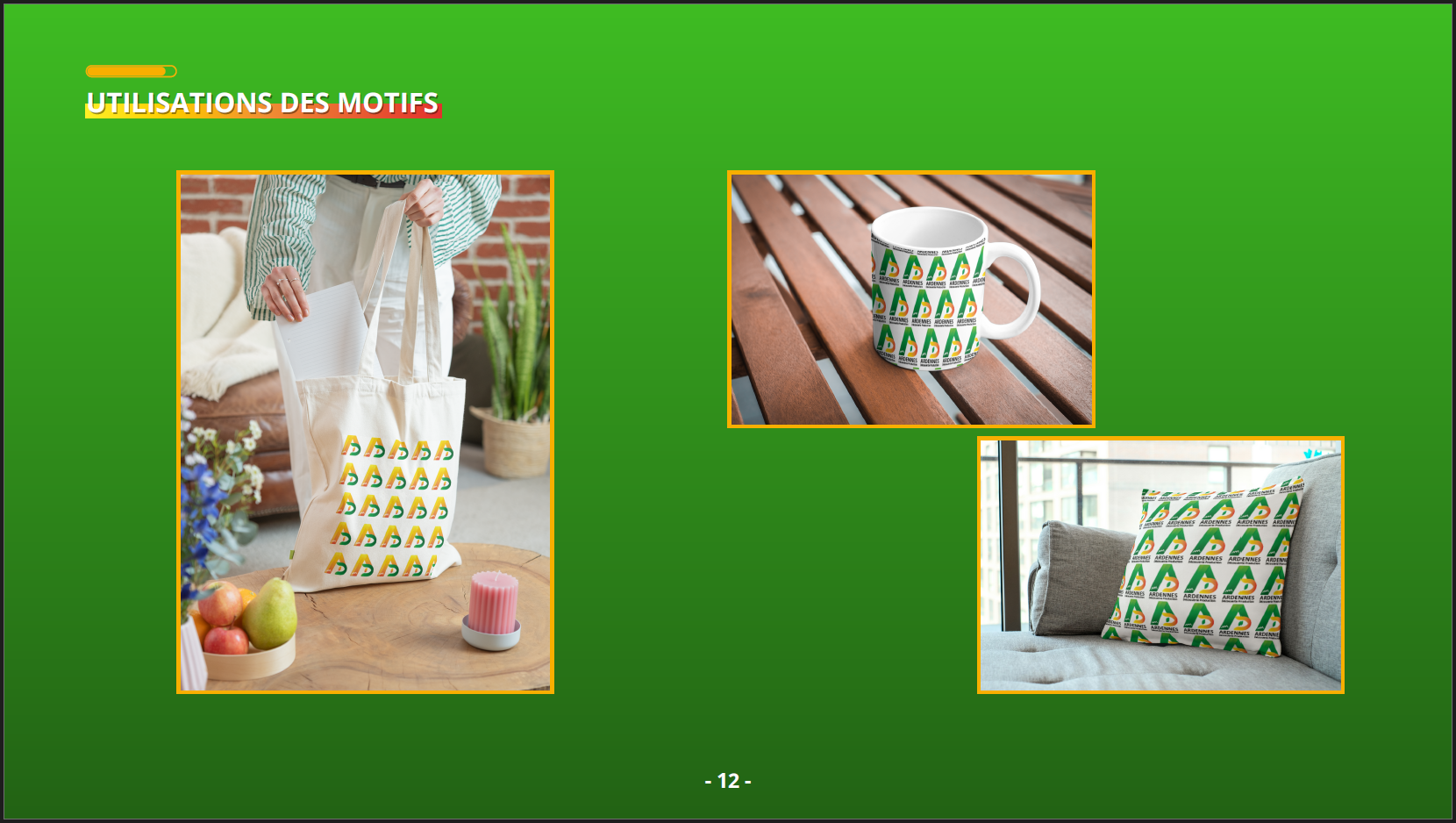 Aperçu de quelques pages de la charte graphique réalisée dans le cadre de la refonte de l'identité visuelle de l'association Ardennes Découverte Production (2026)