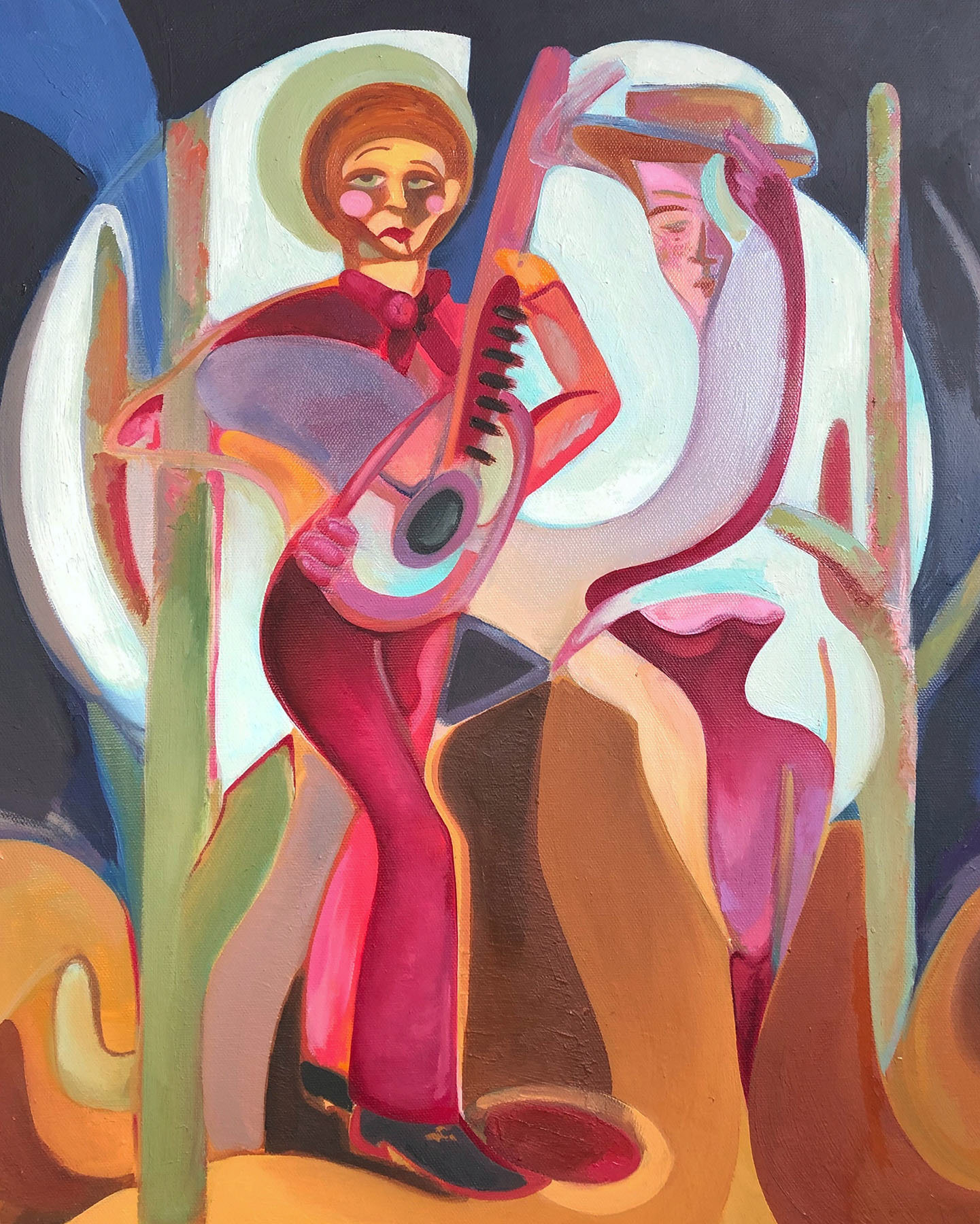 Cowboy and an Almost Lady, oil on canvas, 16"x20", 2018