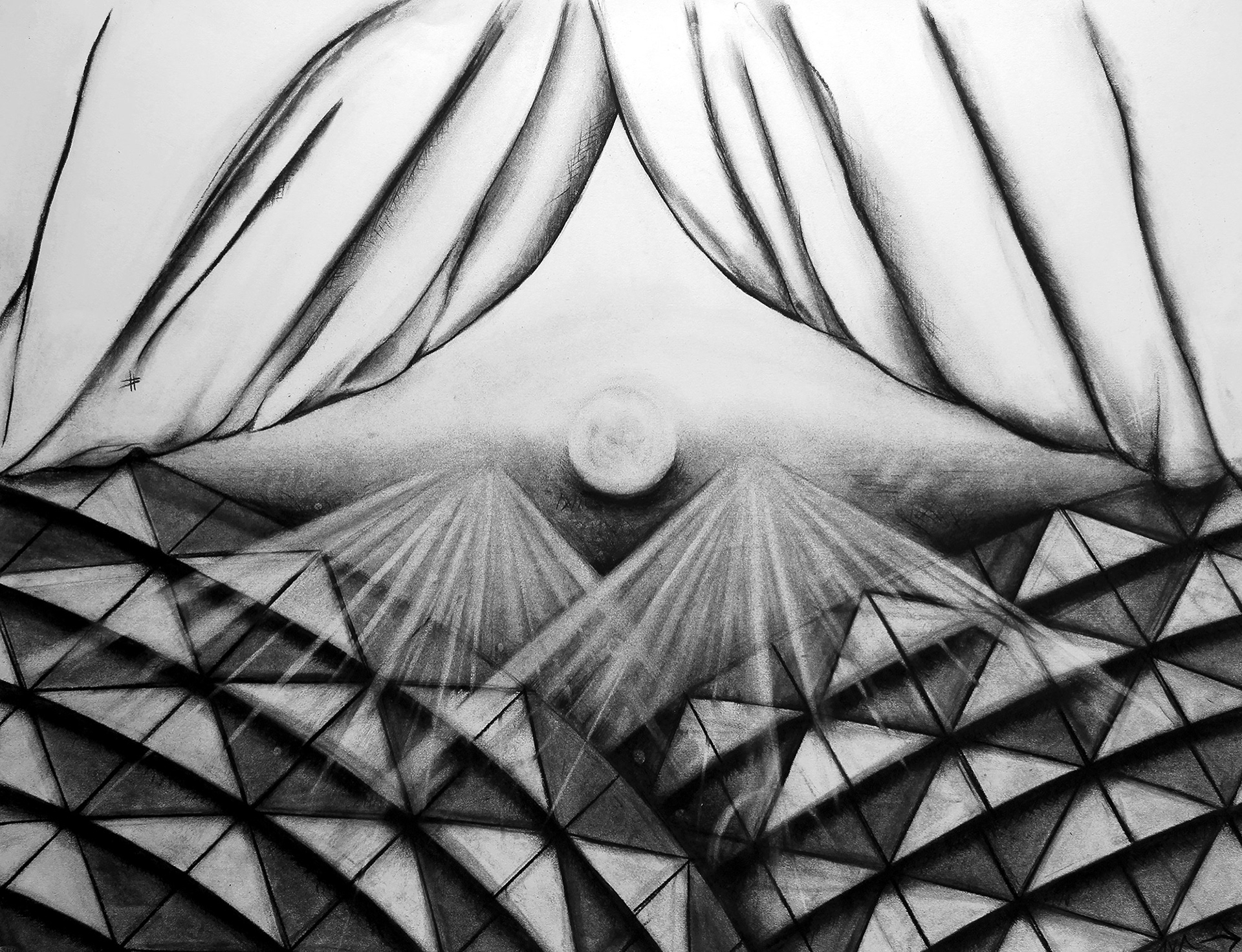 Not Yet But To Be (A Fever Dream), 23”x29”, charcoal on paper, 2021-2022.