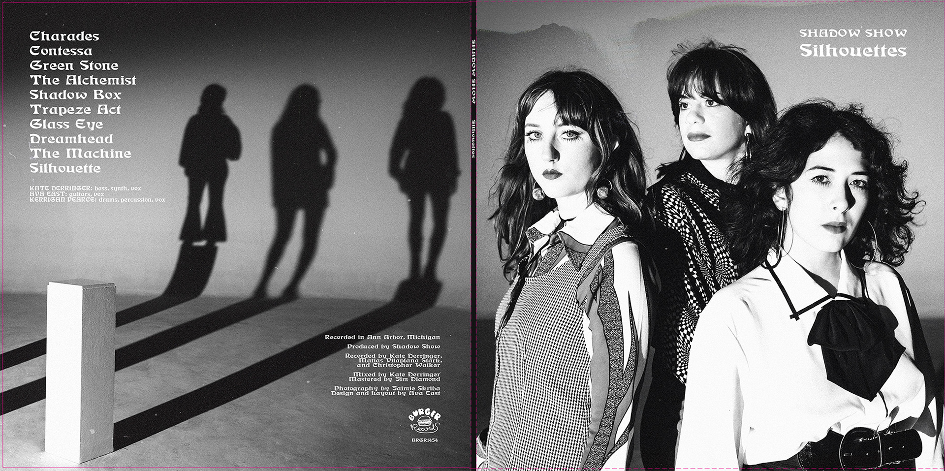 'Silhouettes' LP sleeve. Layout and design by Ava East. Photography by Jaimie Sanchez-Skriba. Stolen Body Records/Burger Records 2020.