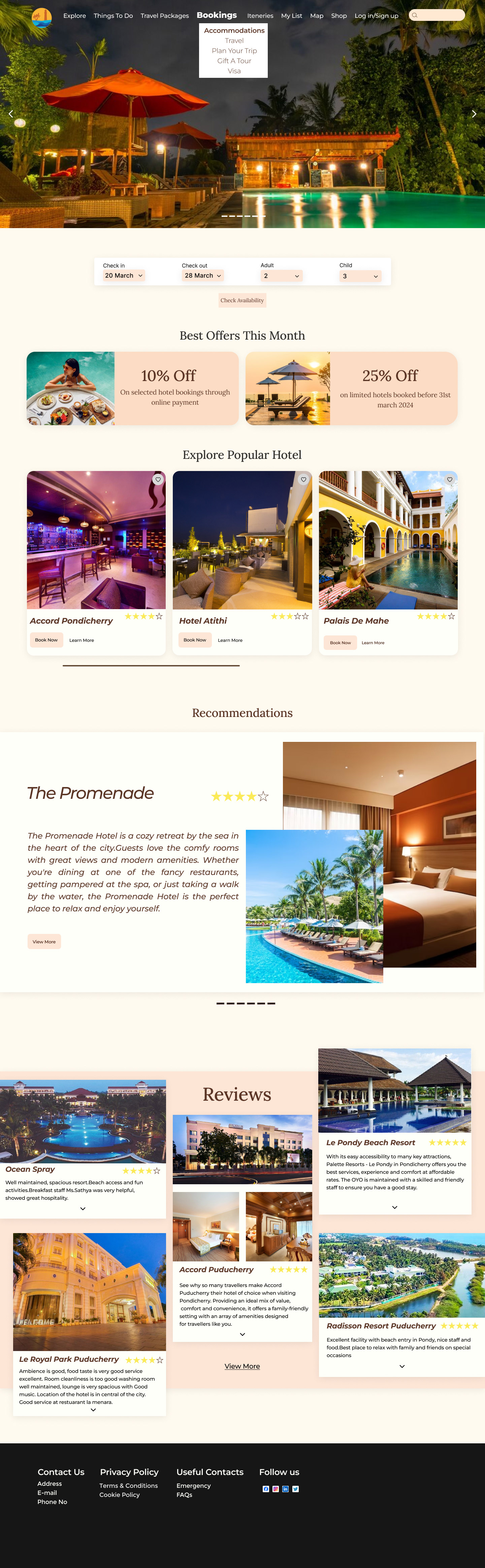 booking page