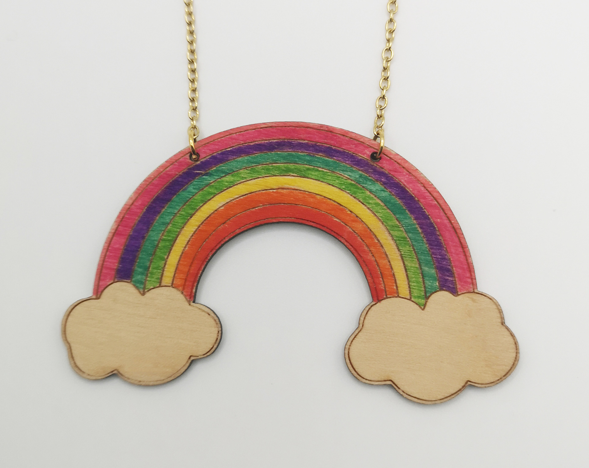 Wood Rainbow Necklace  £5.95
