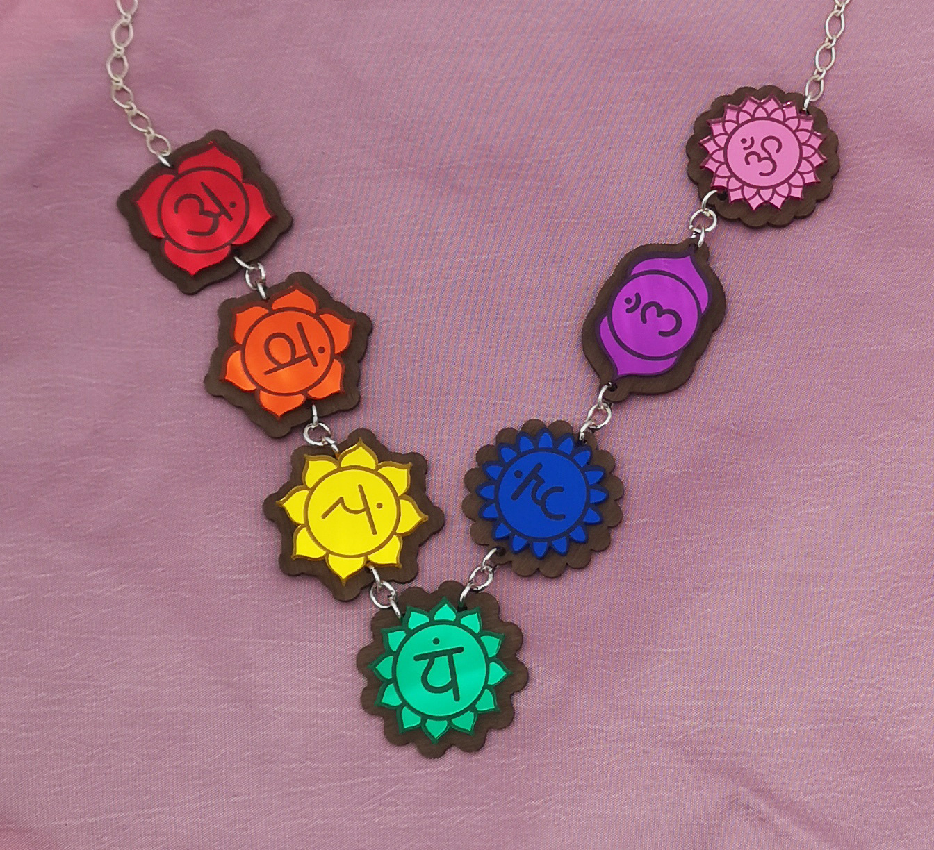 Wood chakra necklace £9.95