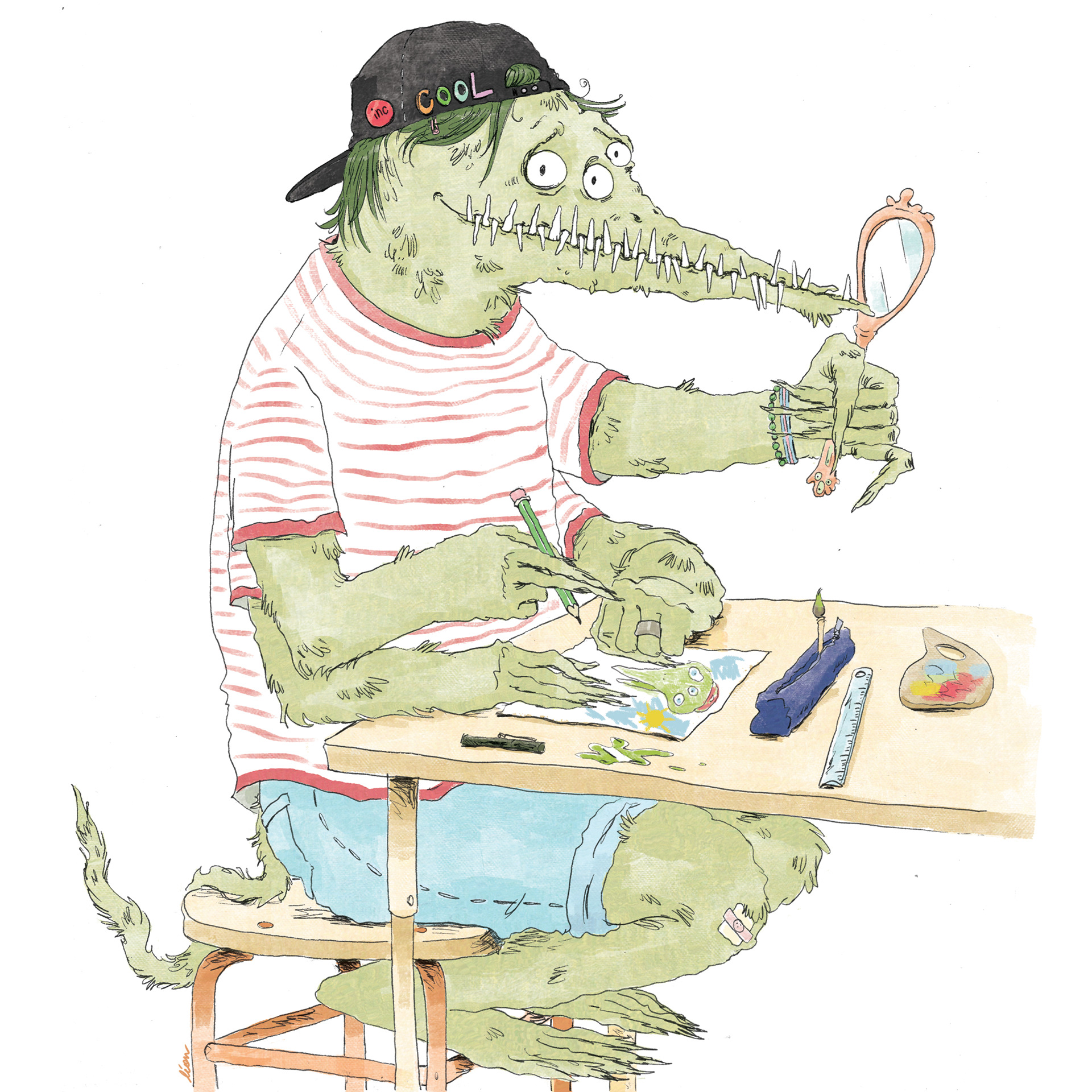 visuel pour illustrer un stage de dessin pour enfants > crayon et photoshop