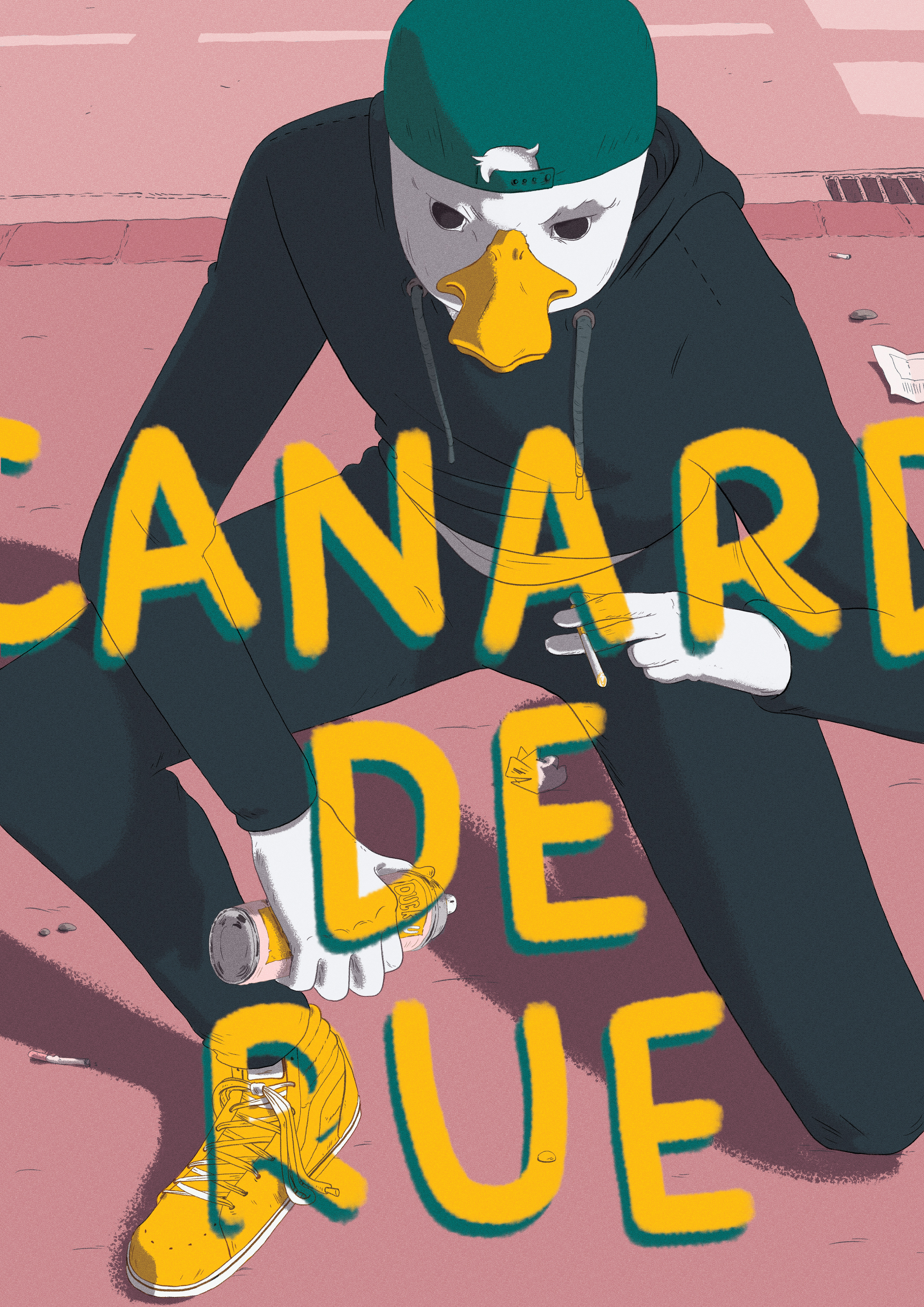 affiche (dessin, couleur et typo) > affiche restaurant Canard de Rue