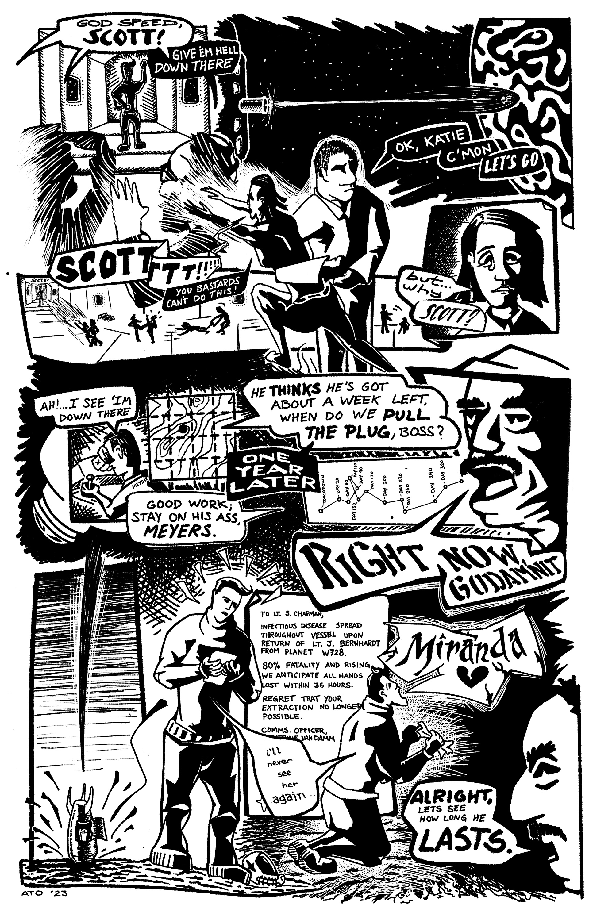 "Betrayal", a one page comic expanding on the backstory of the M793 narrative, Digital Illustration, 2023