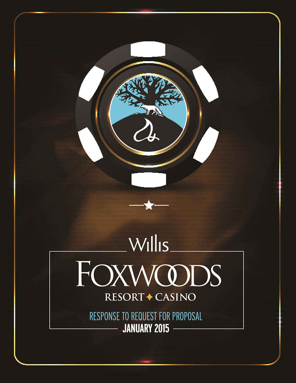 Cover art for an RFP produced for Willis. Branding was co-branded with Foxwoods and Willis to show our collaborative nature if they were to do business together.