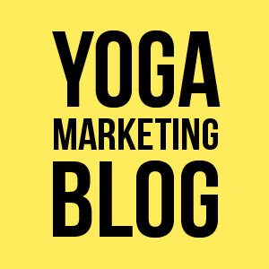 Logo design for Yoga Marketing Blog. The use of yellow and black pop and yellow is viewed as a happy color which is responsive to a yoga audience.