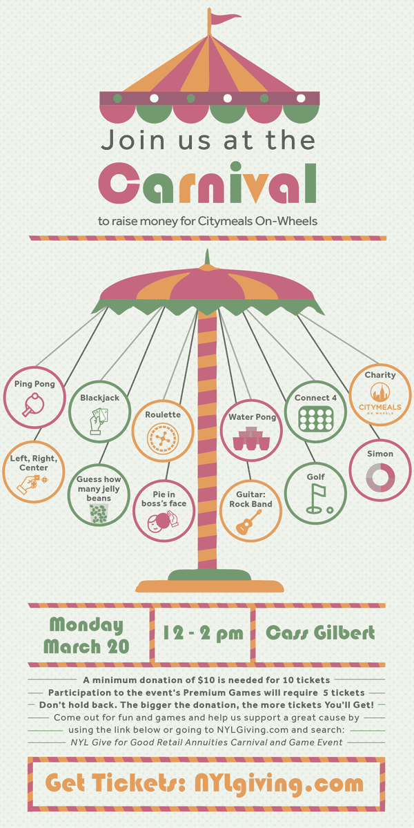 Email sized poster to promote an internal charity event with a carnival theme to drive awareness and attendance.