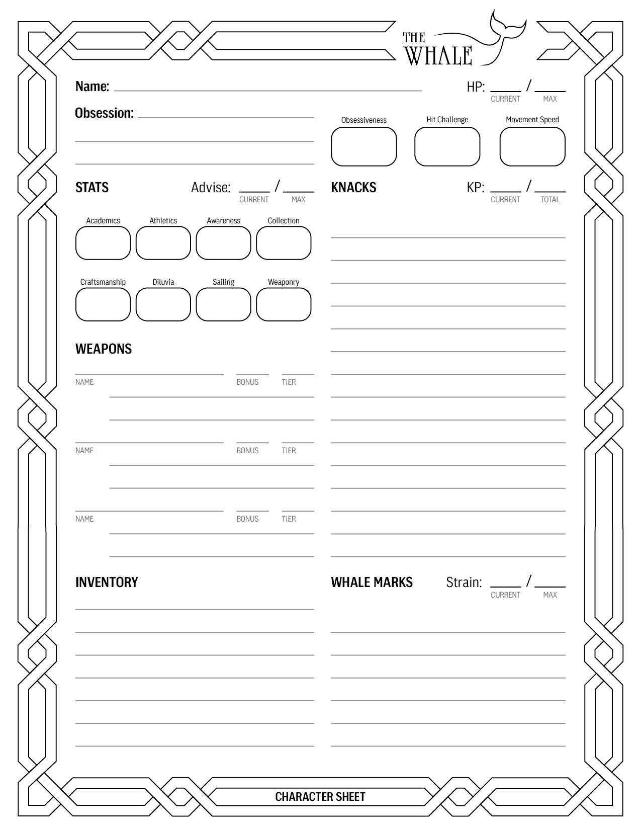 Character sheet