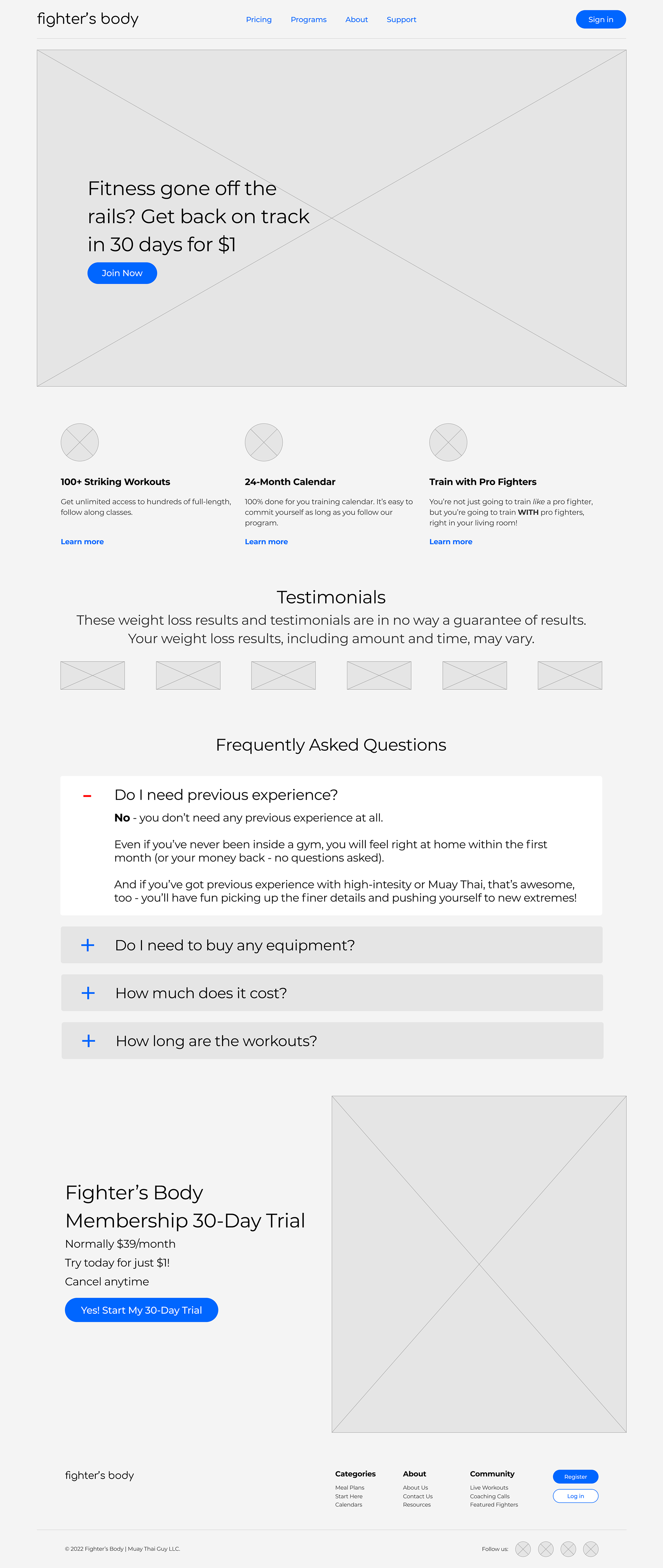 Landing Page - LoFi/Wireframe