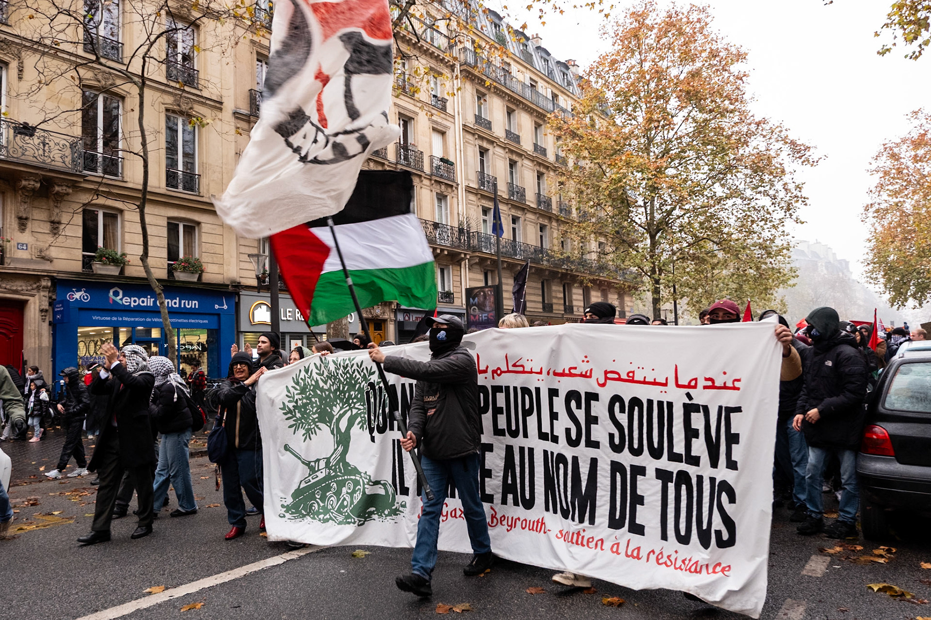 Paris for Palestine, gathering of multiple associations in solidarity with Palestine, Place de la Republique down to boulevard Voltaire, Paris, France, November 29th, 2025, by Maria Kalafatsi