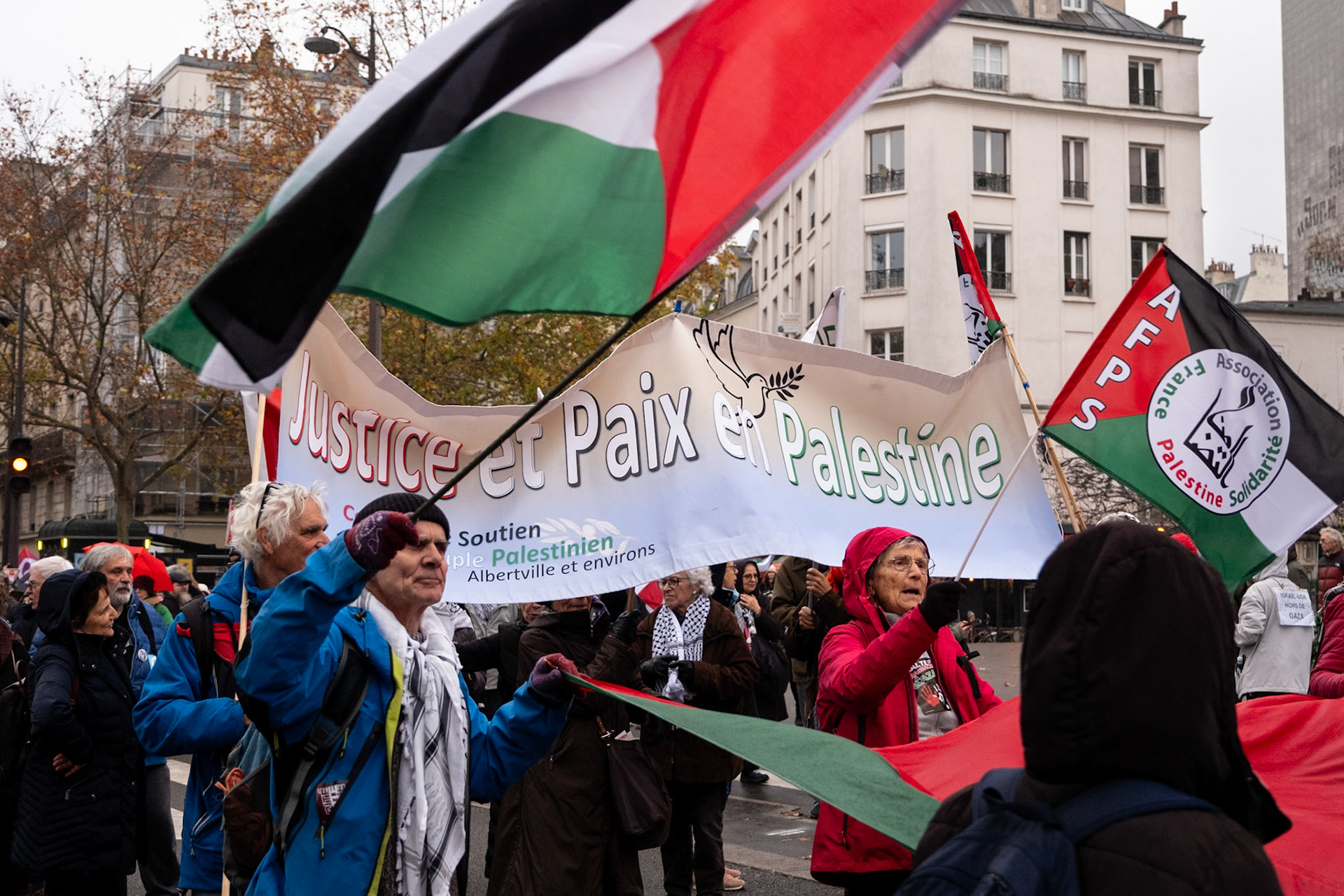 Paris for Palestine, gathering of multiple associations in solidarity with Palestine, Place de la Republique down to boulevard Voltaire, Paris, France, November 29th, 2025, by Maria Kalafatsi