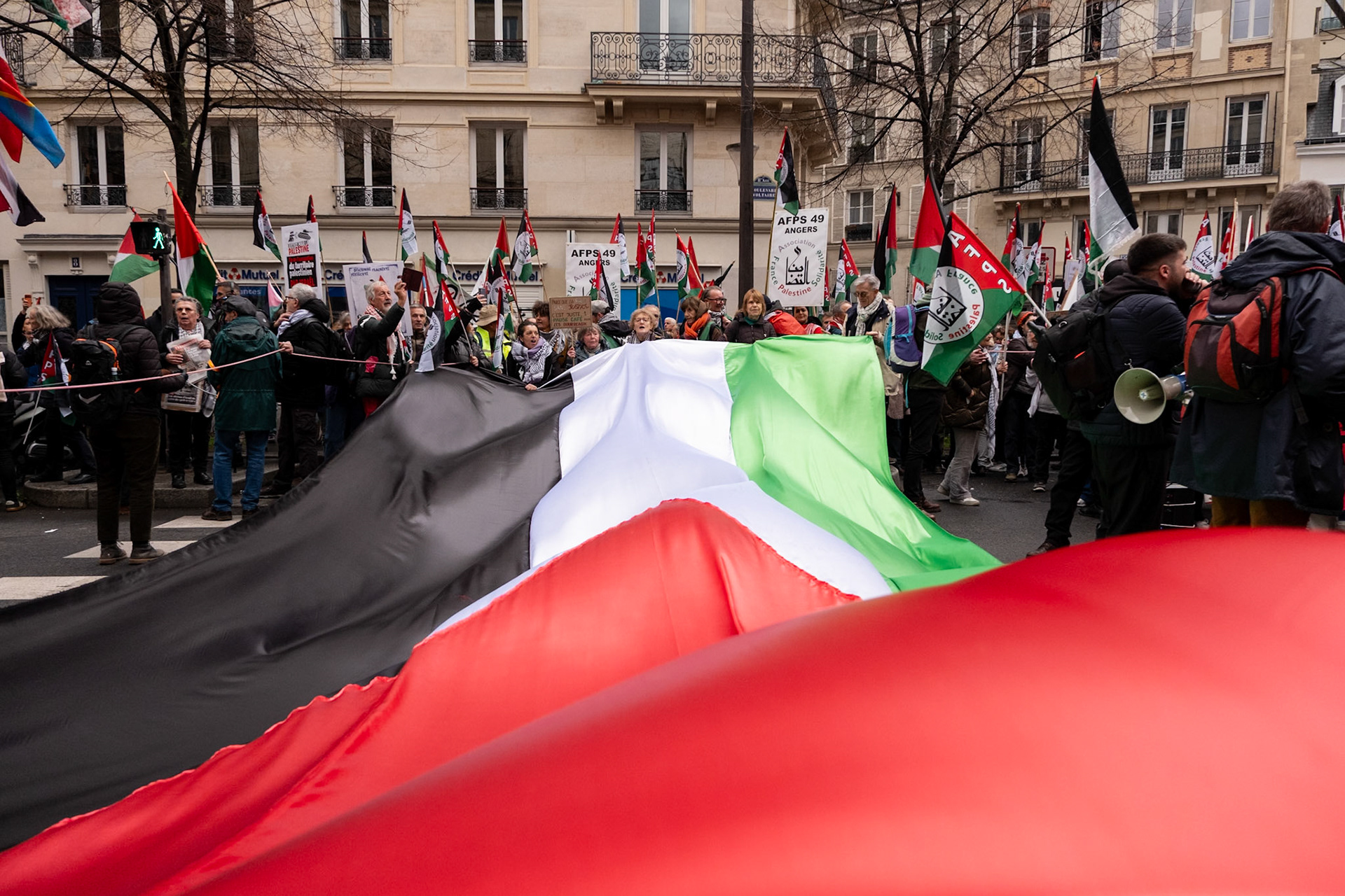 Paris for Palestine, gathering of multiple associations in solidarity with Palestine, Place de la Republique down to boulevard Voltaire, Paris, France, November 29th, 2025, by Maria Kalafatsi