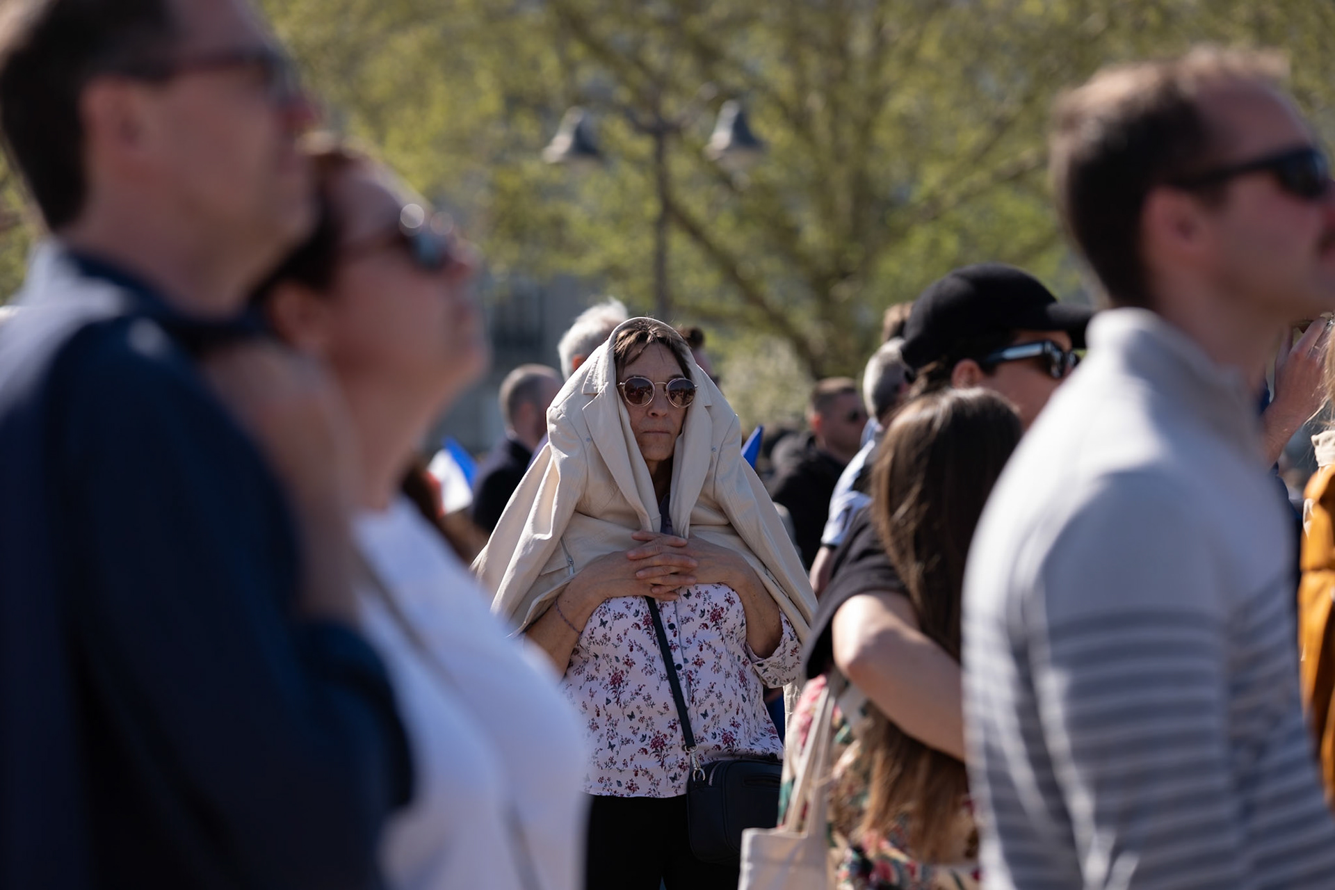 National Rally demonstration, behind the Hotel D'Invalides, in Paris, France, on April 6th 2025. To protest against the sentencing of Marine Le Pen from the french judiciary system. Paris, April 6th, by Maria KALAFATSI