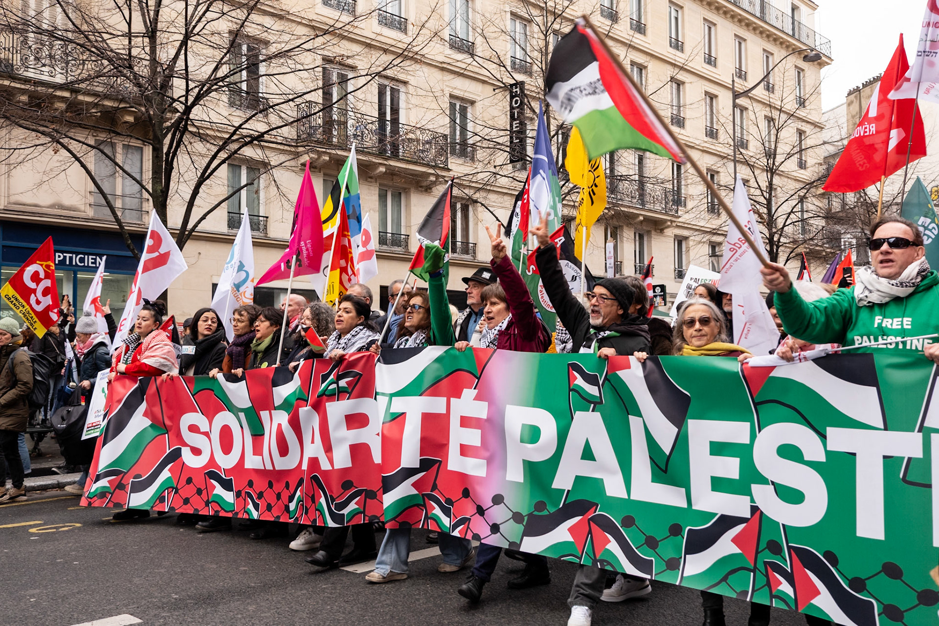 Paris for Palestine, gathering of multiple associations in solidarity with Palestine, Place de la Republique down to boulevard Voltaire, Paris, France, November 29th, 2025, by Maria Kalafatsi