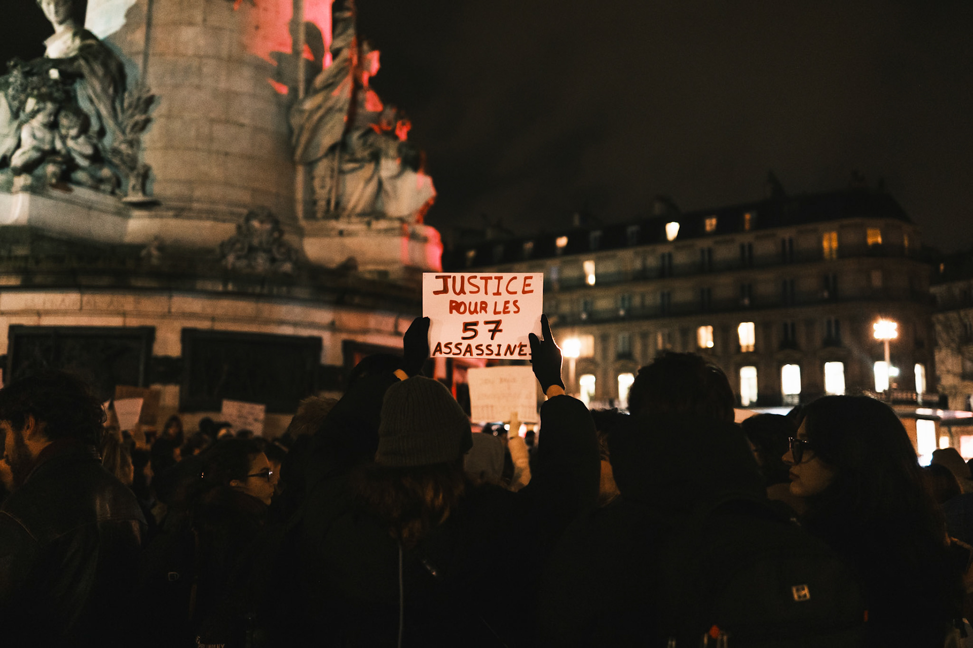 Tempi 2023 Greek Demonstration in Paris, for the 2 year anniversary of the Tempi crime in Greece, a train accident that killed 57 people. In Place de la Republique, Paris, France, February 28th 2025, by Maria KALAFATSI.