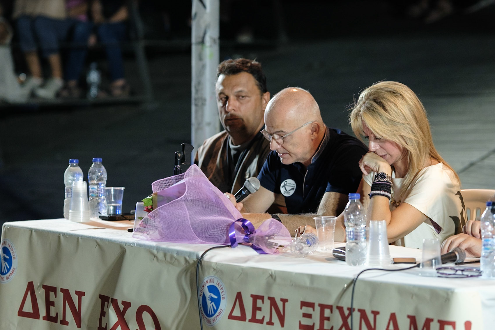 The moment Antonis Psaropoulos, who lost his daughter, points out that some of their children were lost after the crush and not during. Event dedicated to the victims of the train wreckage of Tempi 2023. Organised by local ngo Kialli of Thermi & supported by the local community. Thermi, Thessaloniki, Greece, 10.09.2025 by Maria Kalafatsi