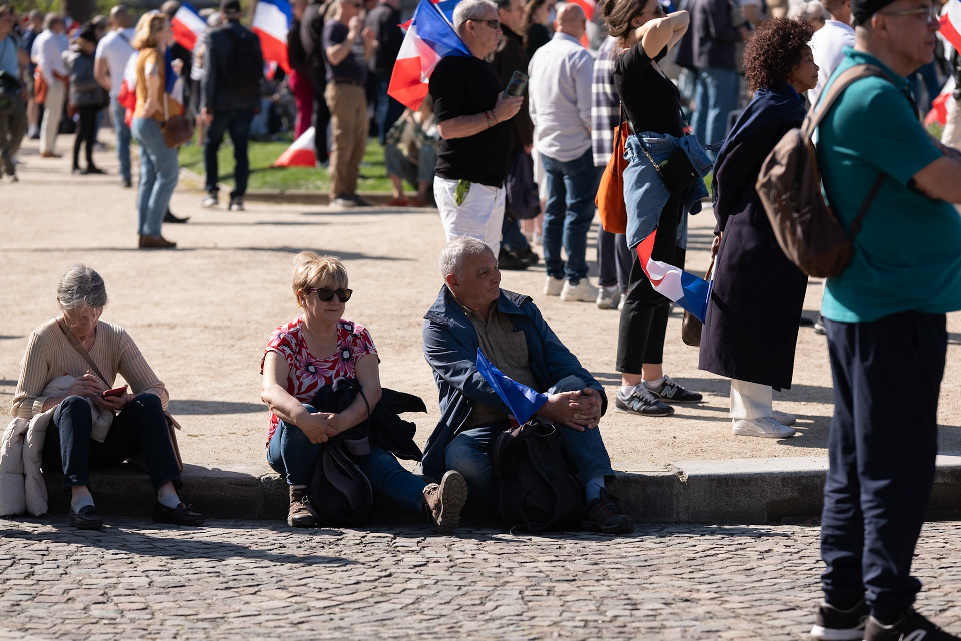 National Rally demonstration, behind the Hotel D'Invalides, in Paris, France, on April 6th 2025. To protest against the sentencing of Marine Le Pen from the french judiciary system. Paris, April 6th, by Maria KALAFATSI
