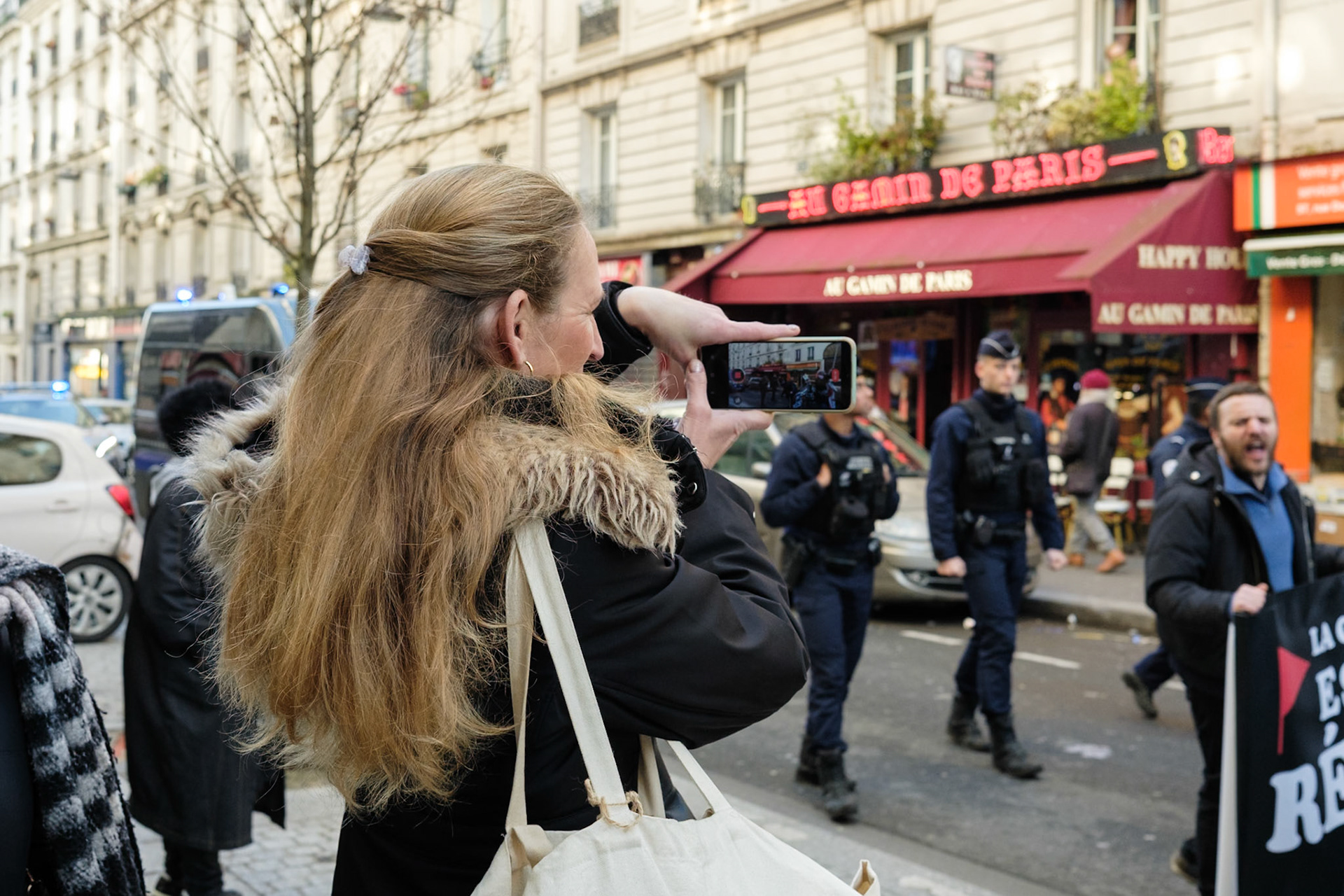 Crowd protesting in favor of the release of George Abdallah from French Prison, starting the protest outside of Marx Dormoy metro station in Paris, France, on February 1st, 2025. After  40 years in prison, the lebanese's release is still being postponed. Paris, February 1st, Maria Kalafatsi.