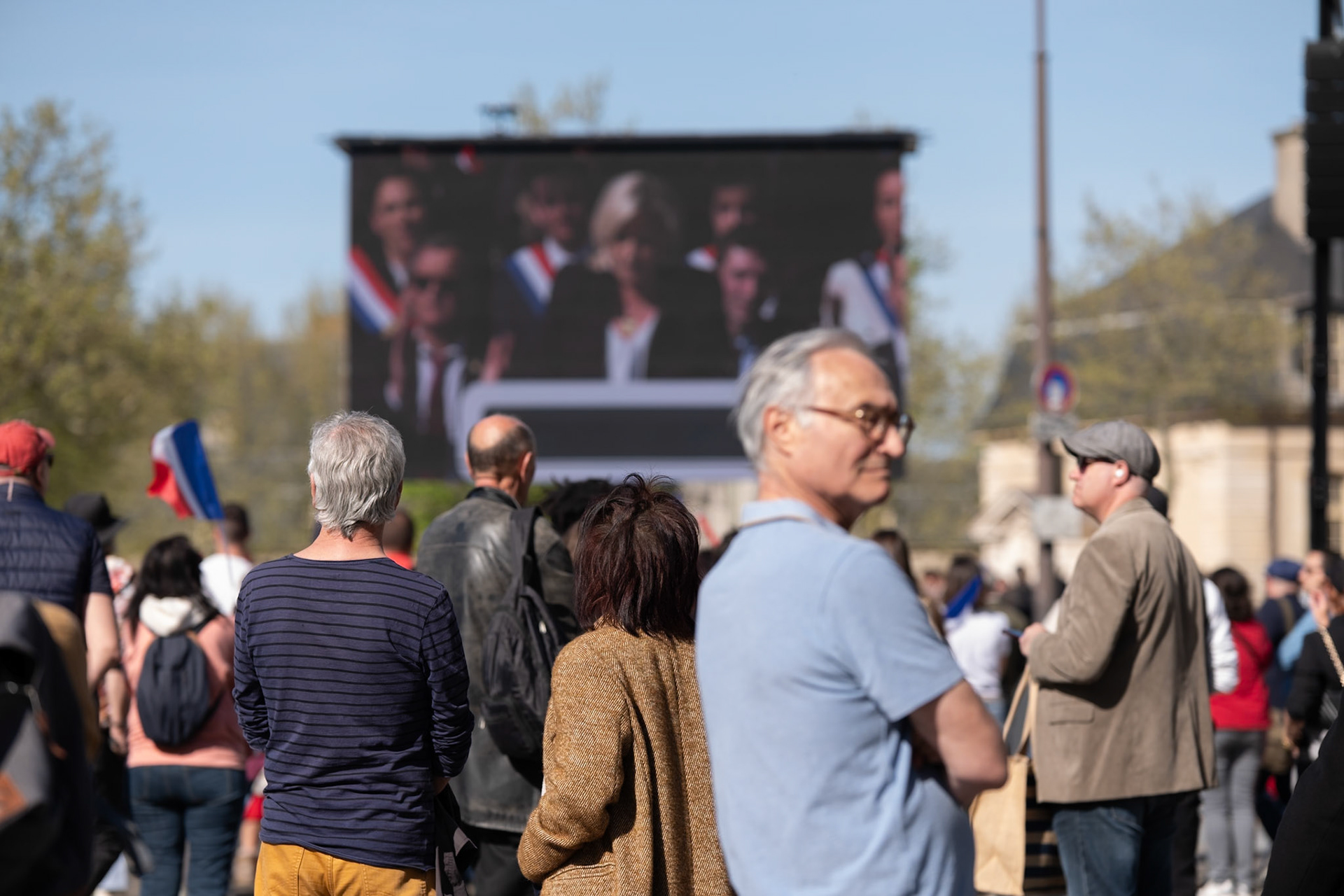 National Rally demonstration, behind the Hotel D'Invalides, in Paris, France, on April 6th 2025. To protest against the sentencing of Marine Le Pen from the french judiciary system. Paris, April 6th, by Maria KALAFATSI
