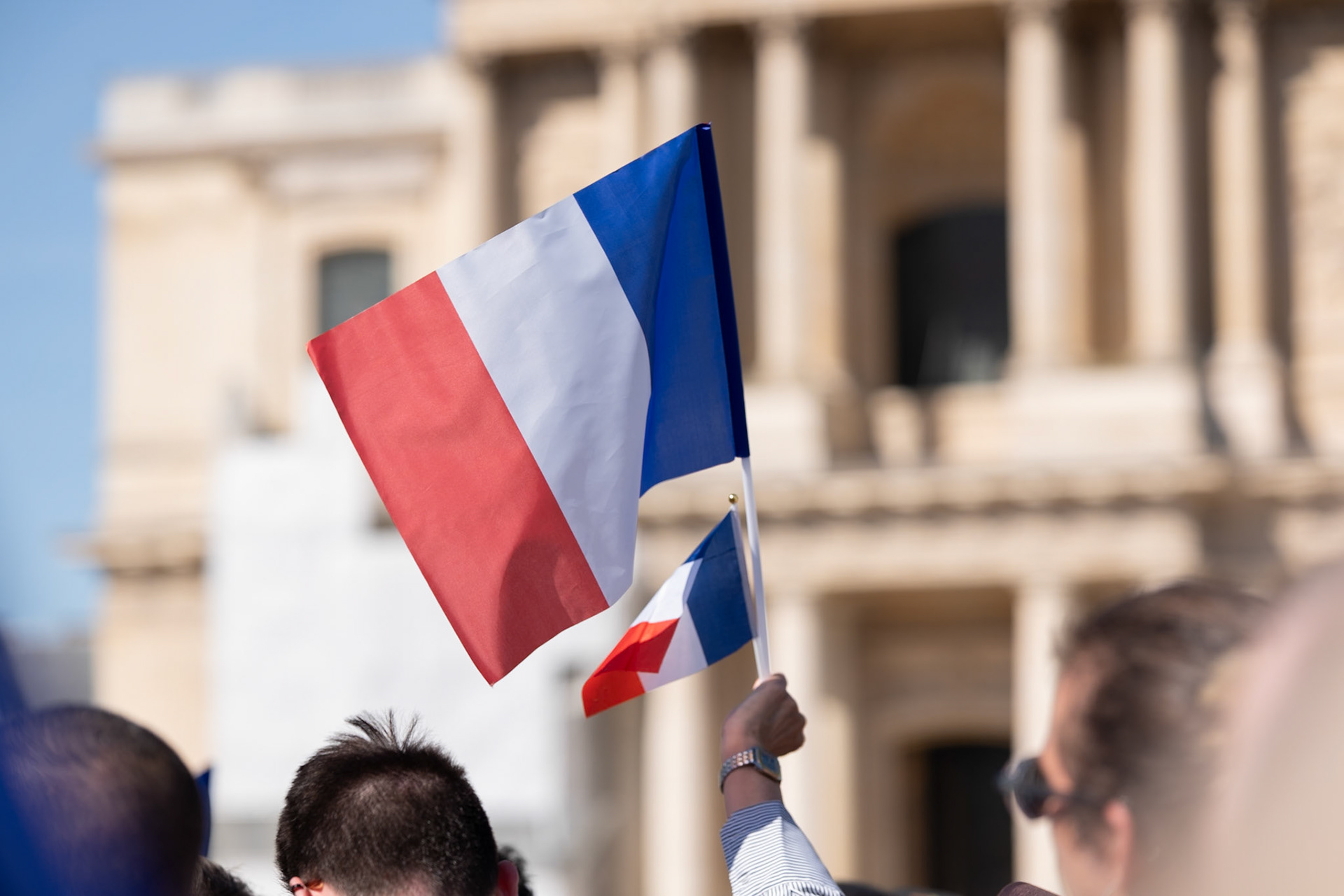 National Rally demonstration, behind the Hotel D'Invalides, in Paris, France, on April 6th 2025. To protest against the sentencing of Marine Le Pen from the french judiciary system. Paris, April 6th, by Maria KALAFATSI